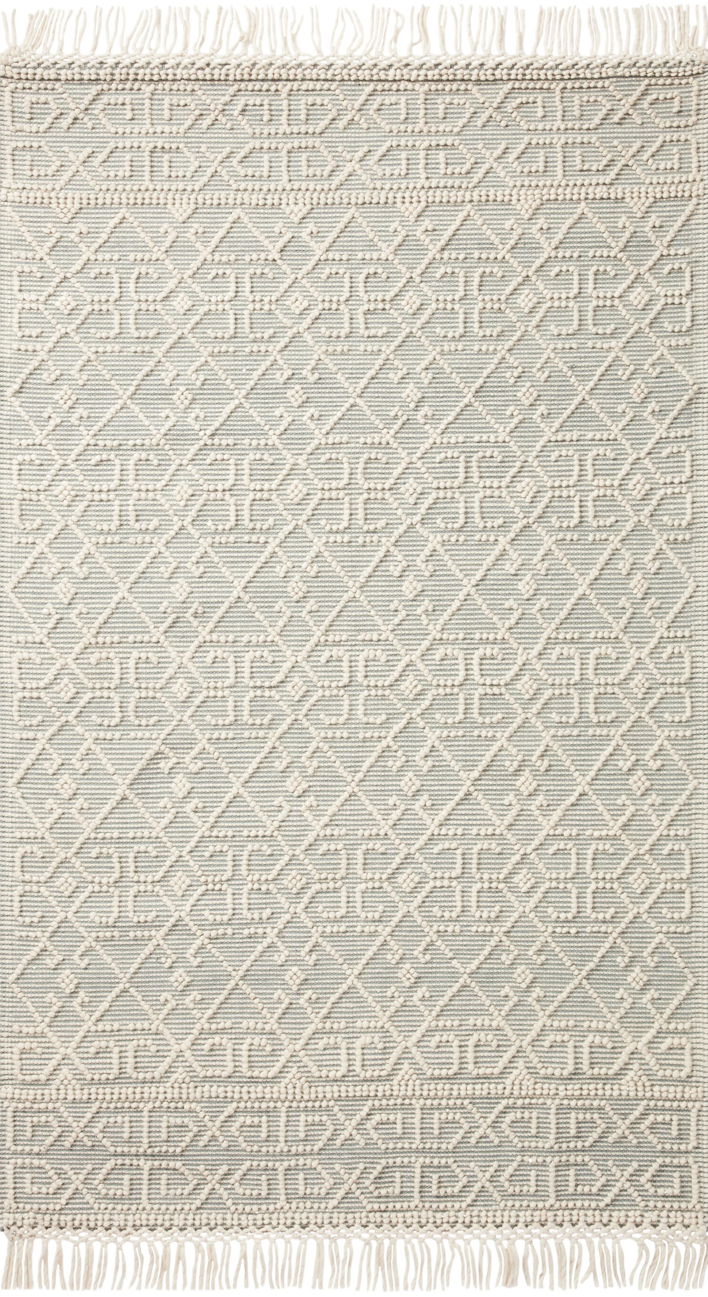 Artisan Ivory Geometric Fringe 2'3" x 3'9" Wool-Blend Area Rug