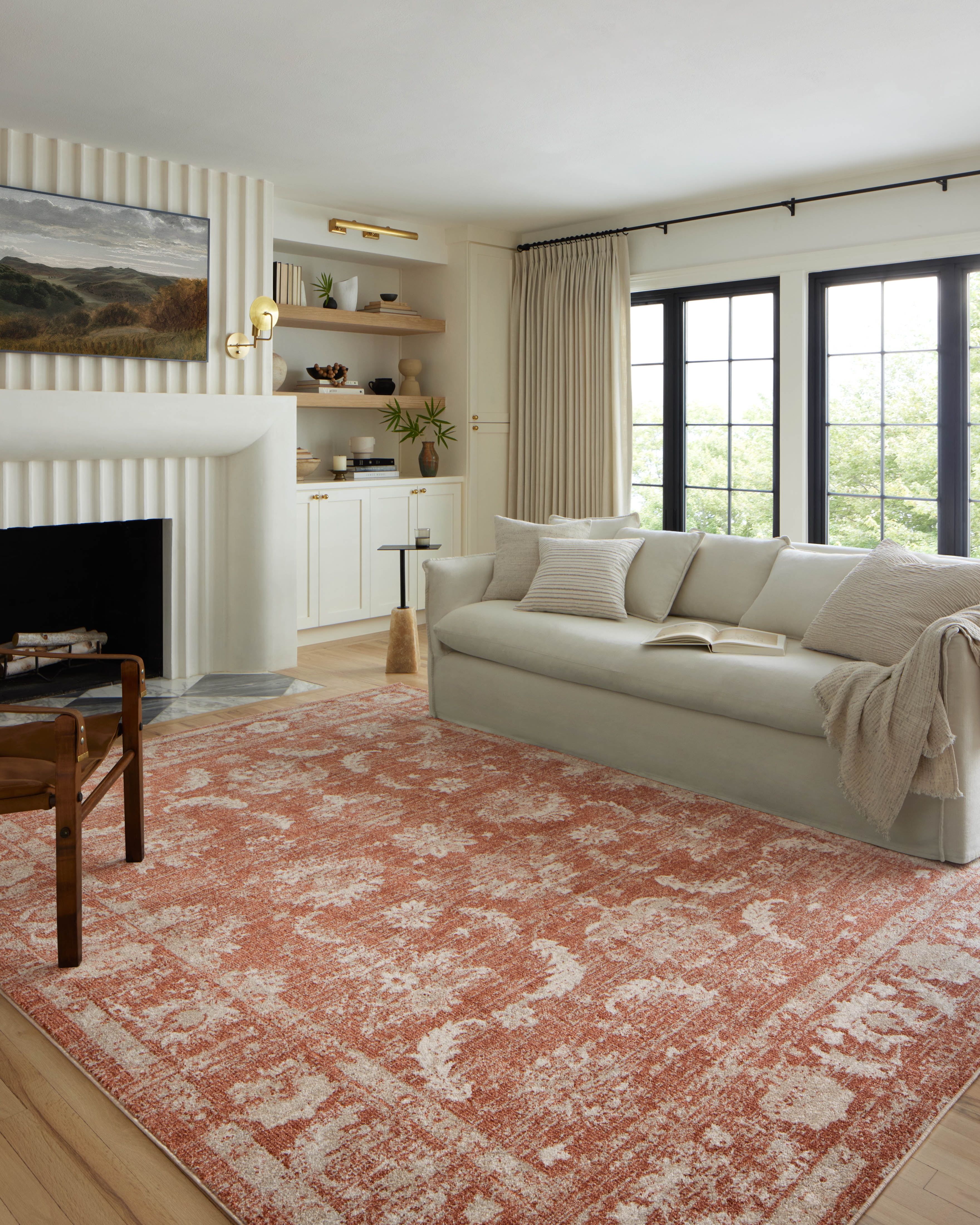 Odette Rust and Ivory Synthetic Rectangular Accent Rug