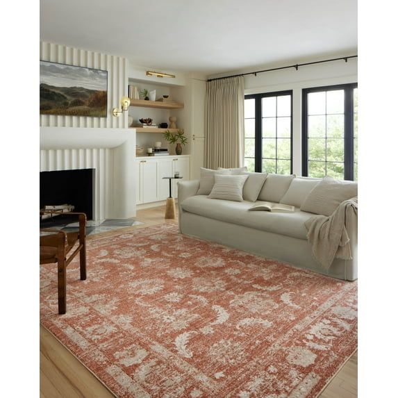Odette Rust and Ivory Synthetic Rectangular Accent Rug