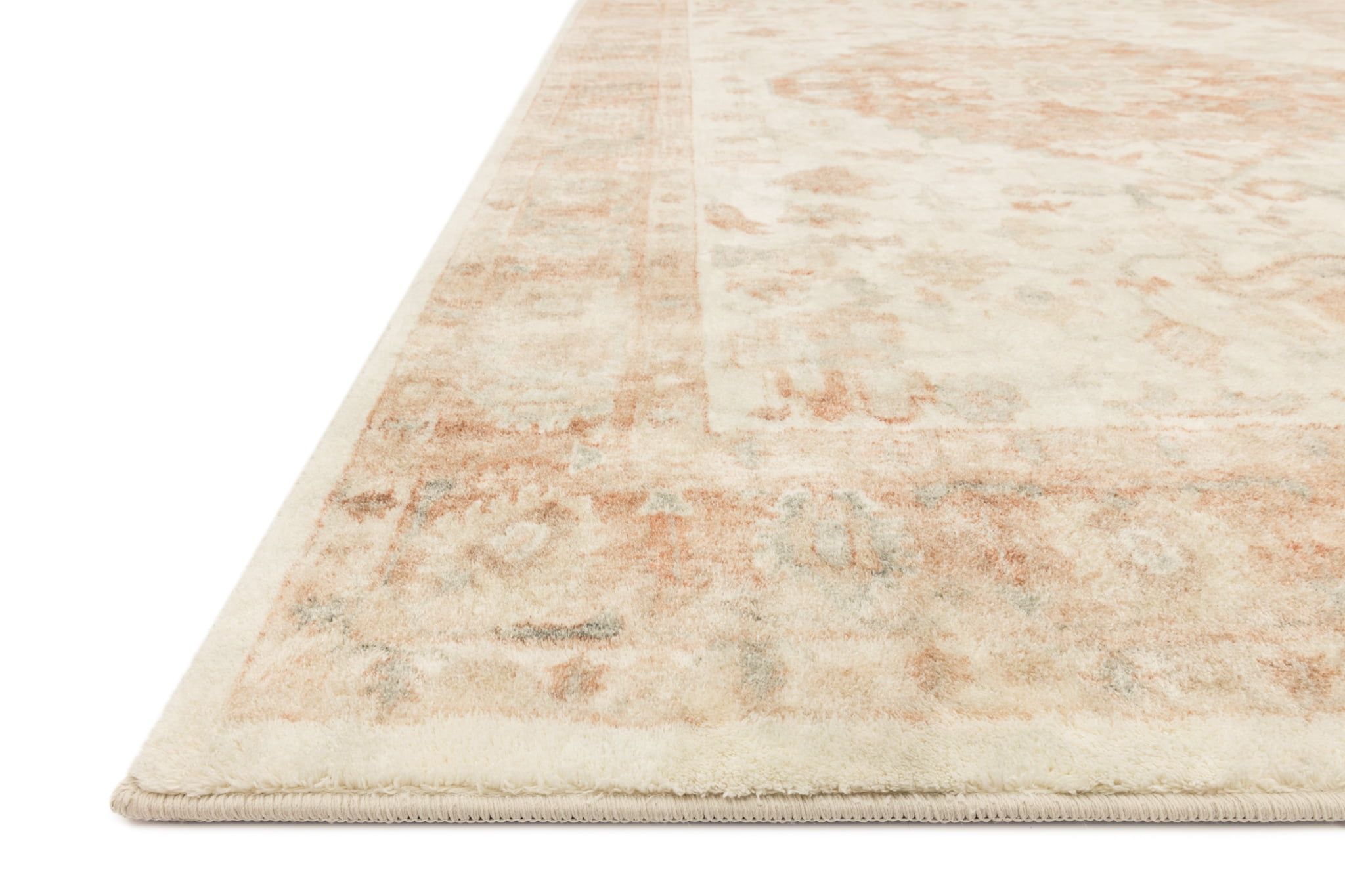 Ivory and Terracotta Ultra-Plush Traditional Runner Rug, 2'6" x 9'9"