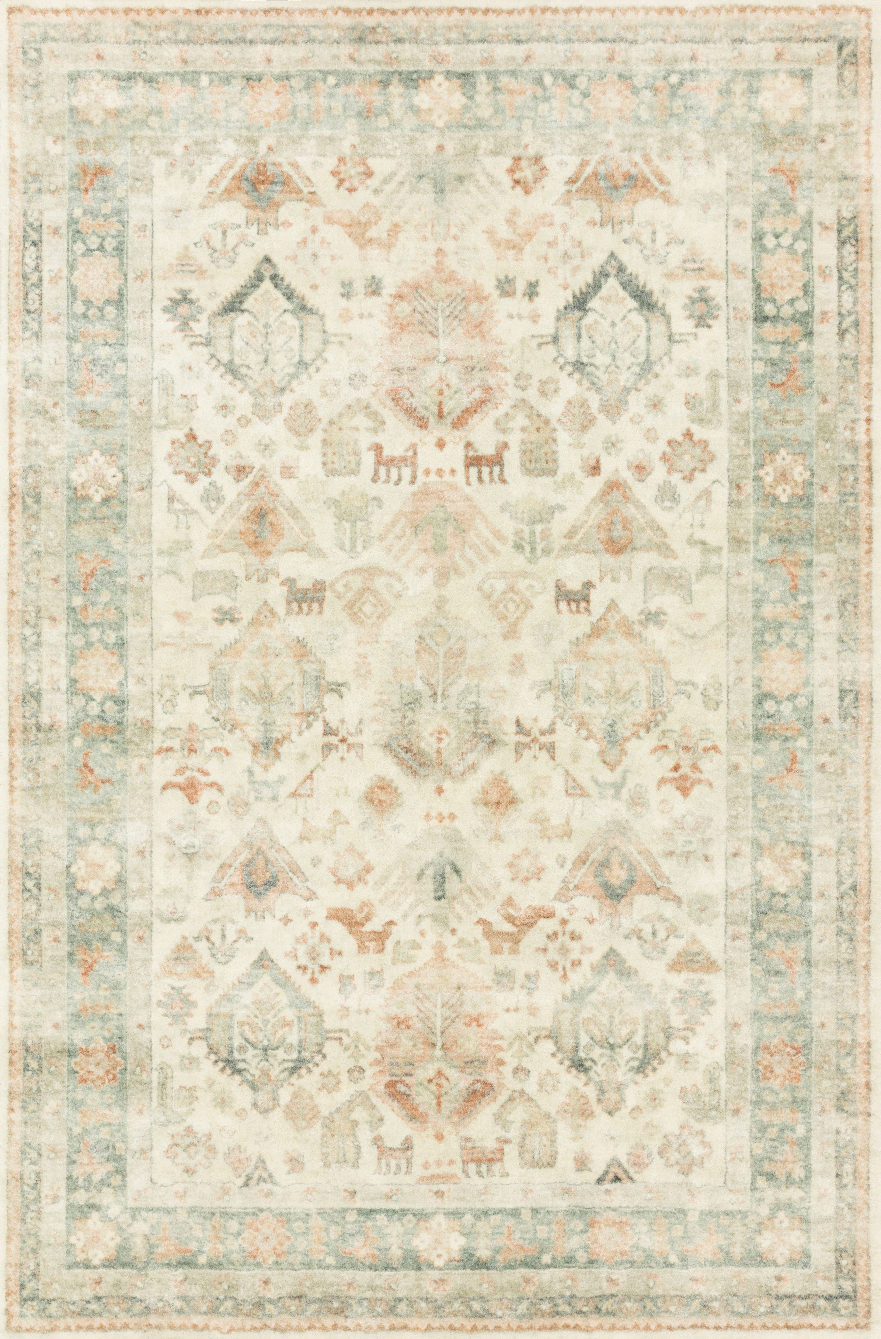 Ivory and Multi Synthetic Stain-Resistant Runner Rug