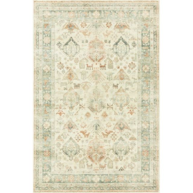 Ivory and Multi Synthetic Stain-Resistant Runner Rug
