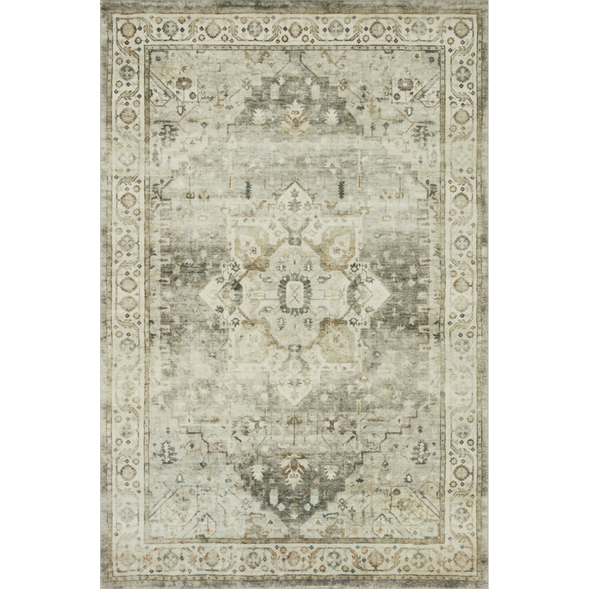 Sage and Beige Rectangular Wool Synthetic Area Rug