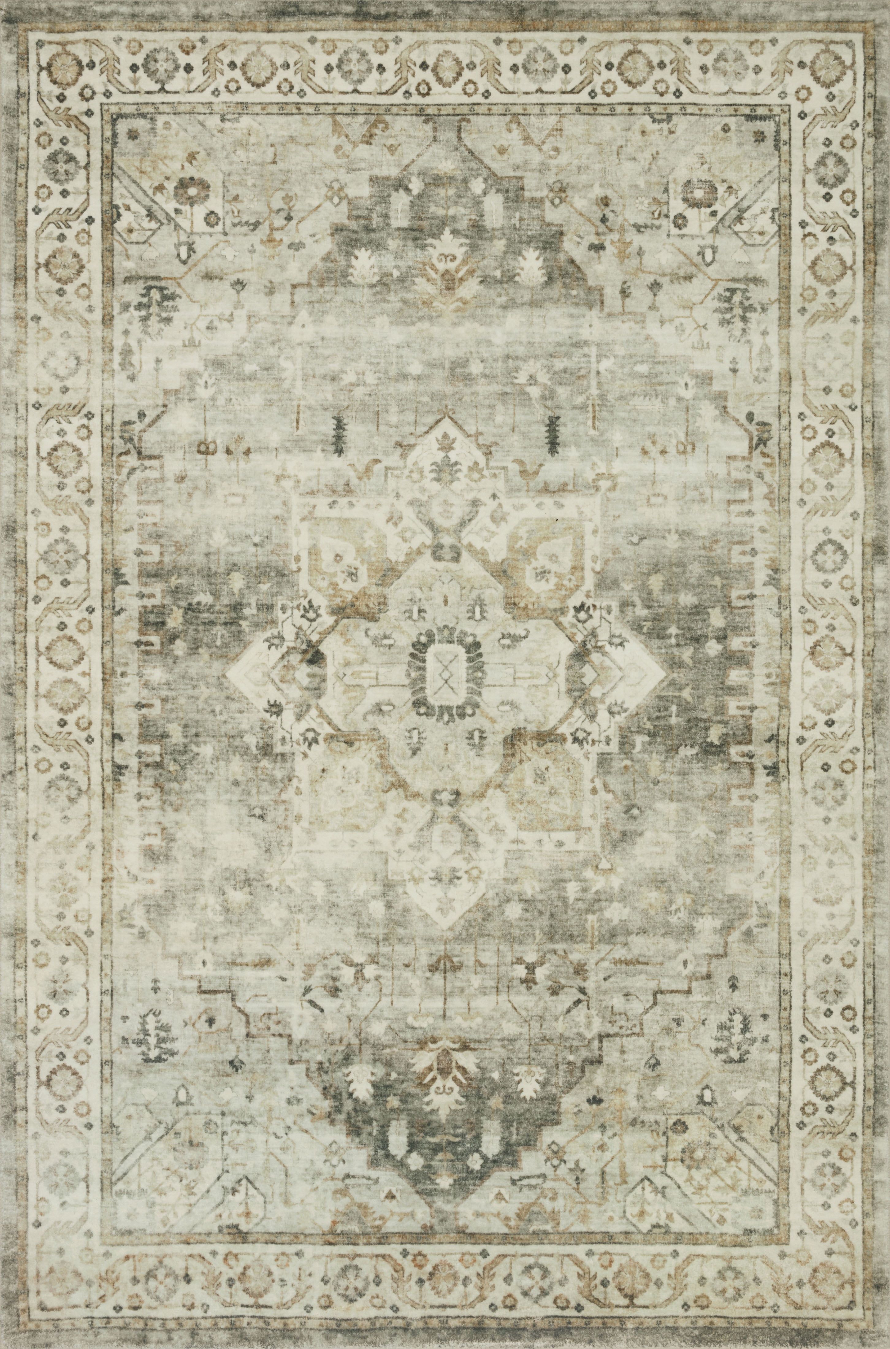 Sage and Beige Rectangular Wool Synthetic Area Rug