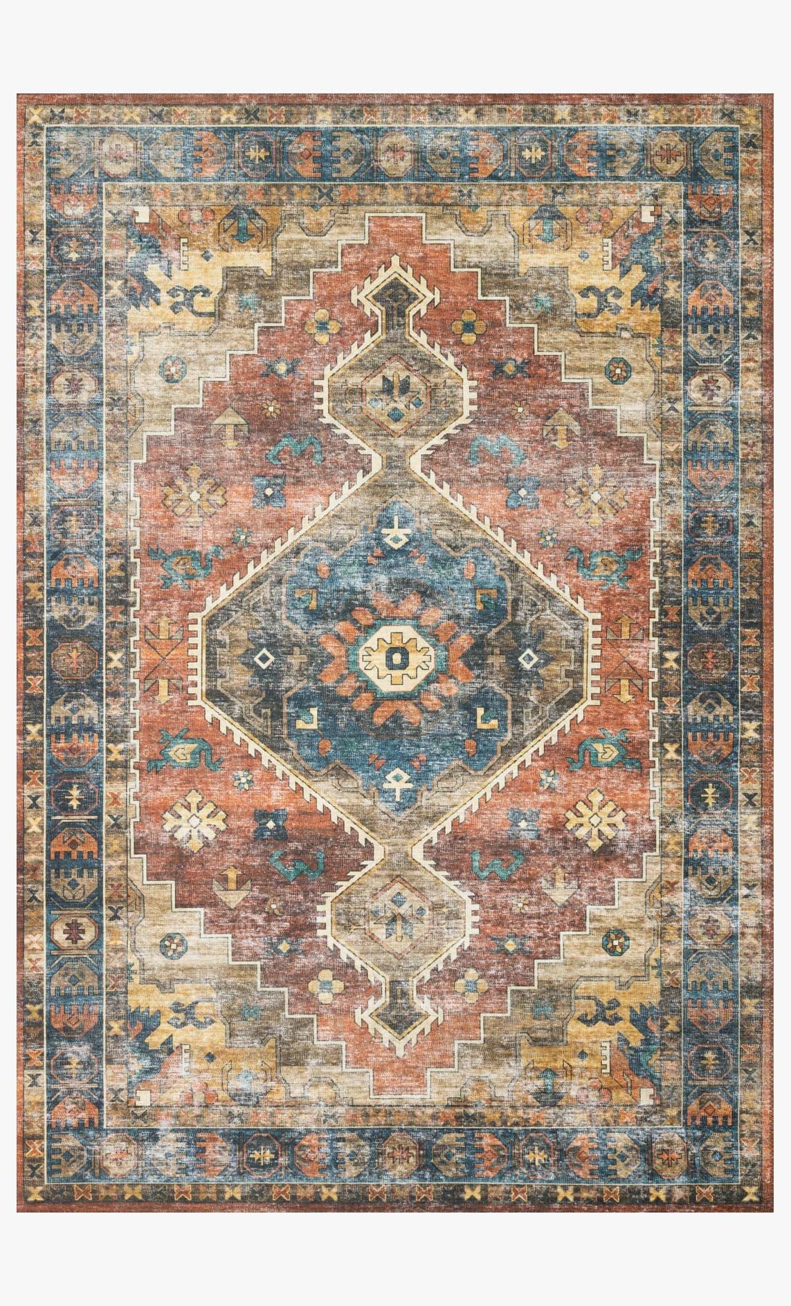 Elysian Blue and Rust Rectangular Accent Rug 3'6" x 5'6"