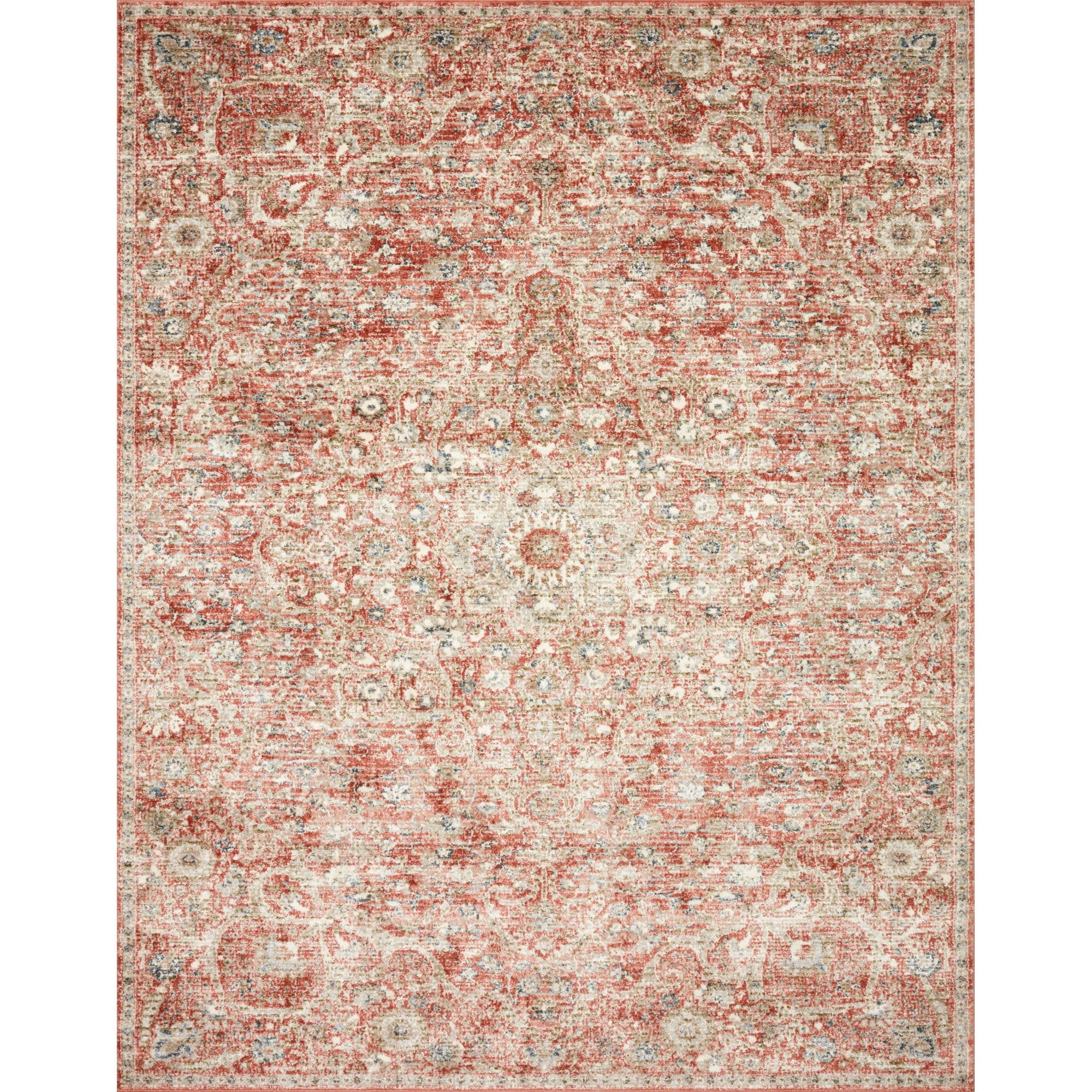 Rust and Beige Stain-Resistant Wool Rectangular Area Rug