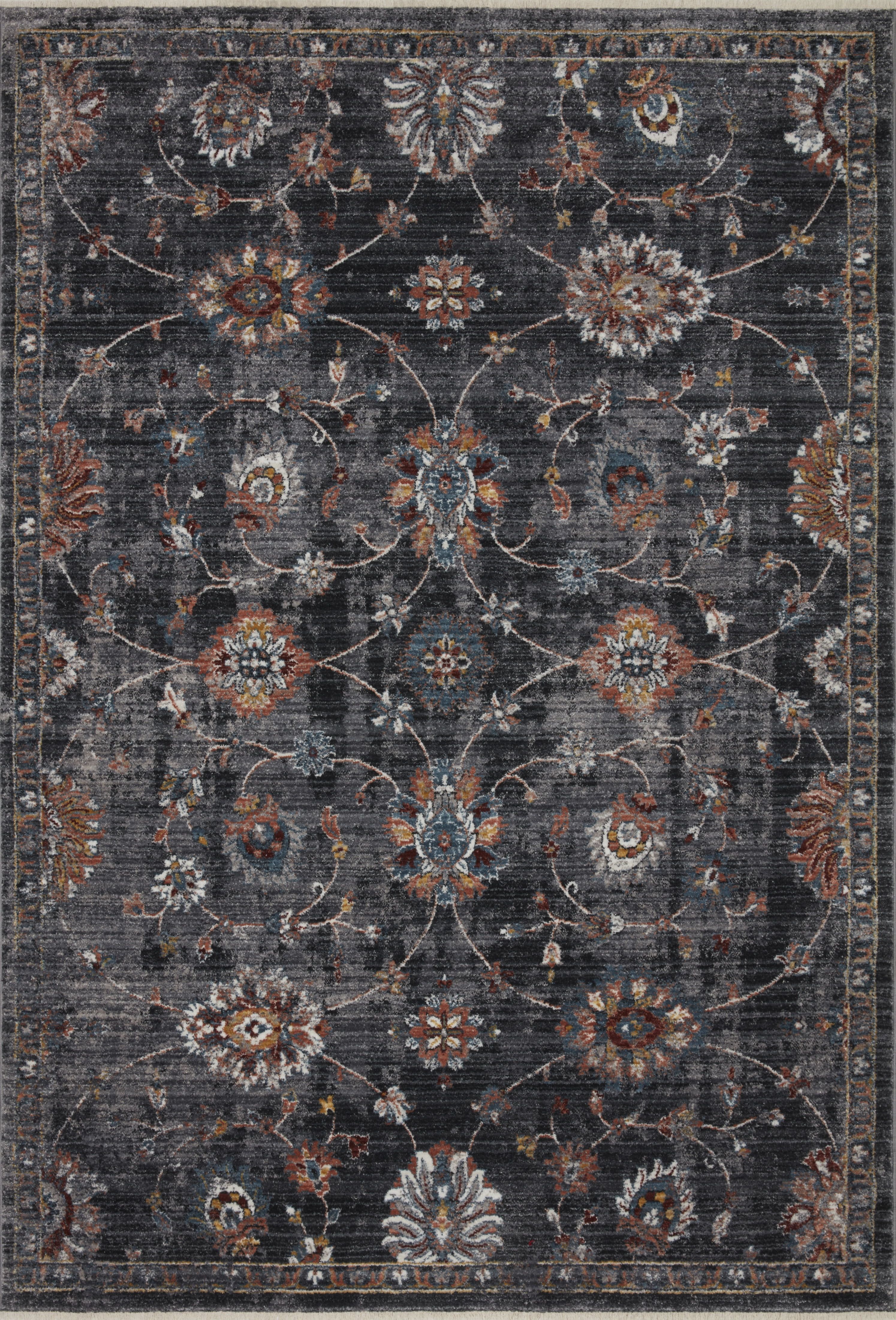 Charcoal Multi Easy-Care Synthetic Oriental Area Rug 5'3" x 7'9"