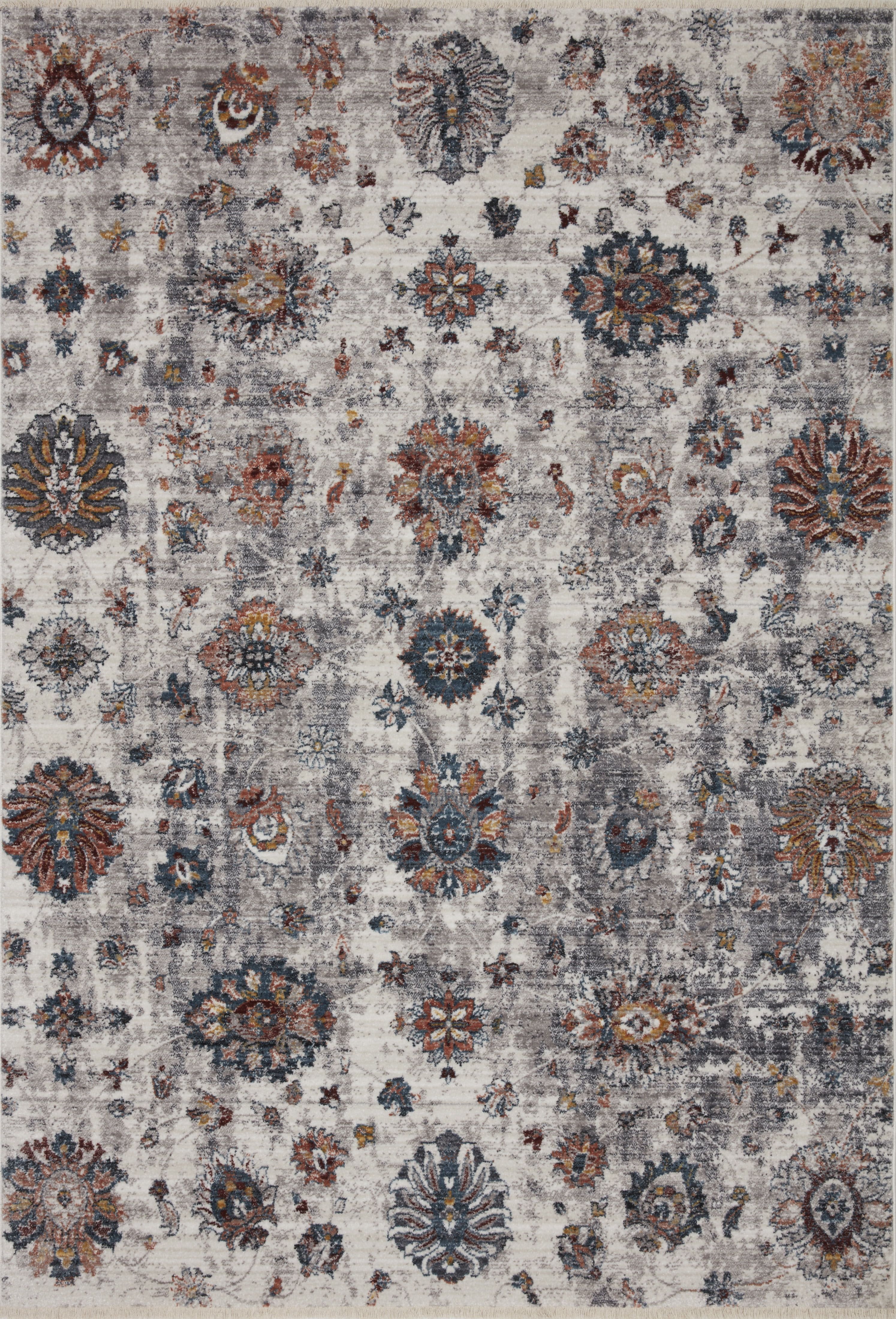 Ivory Multi Synthetic Stain-Resistant Oriental Area Rug