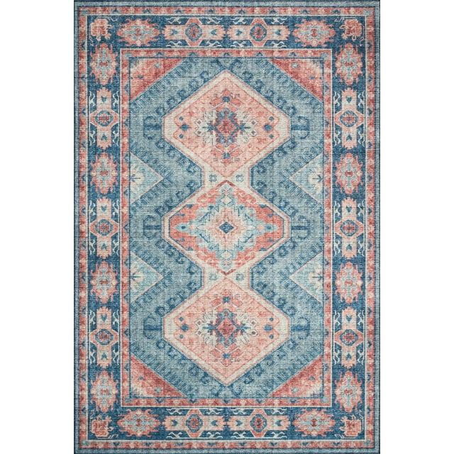 Vintage Inspired Turquoise & Terracotta Oriental Runner Rug, 2'6" x 7'6"