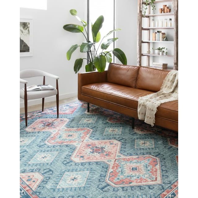 Rectangular 5' x 7' Turquoise Terracotta Wool Blend Area Rug