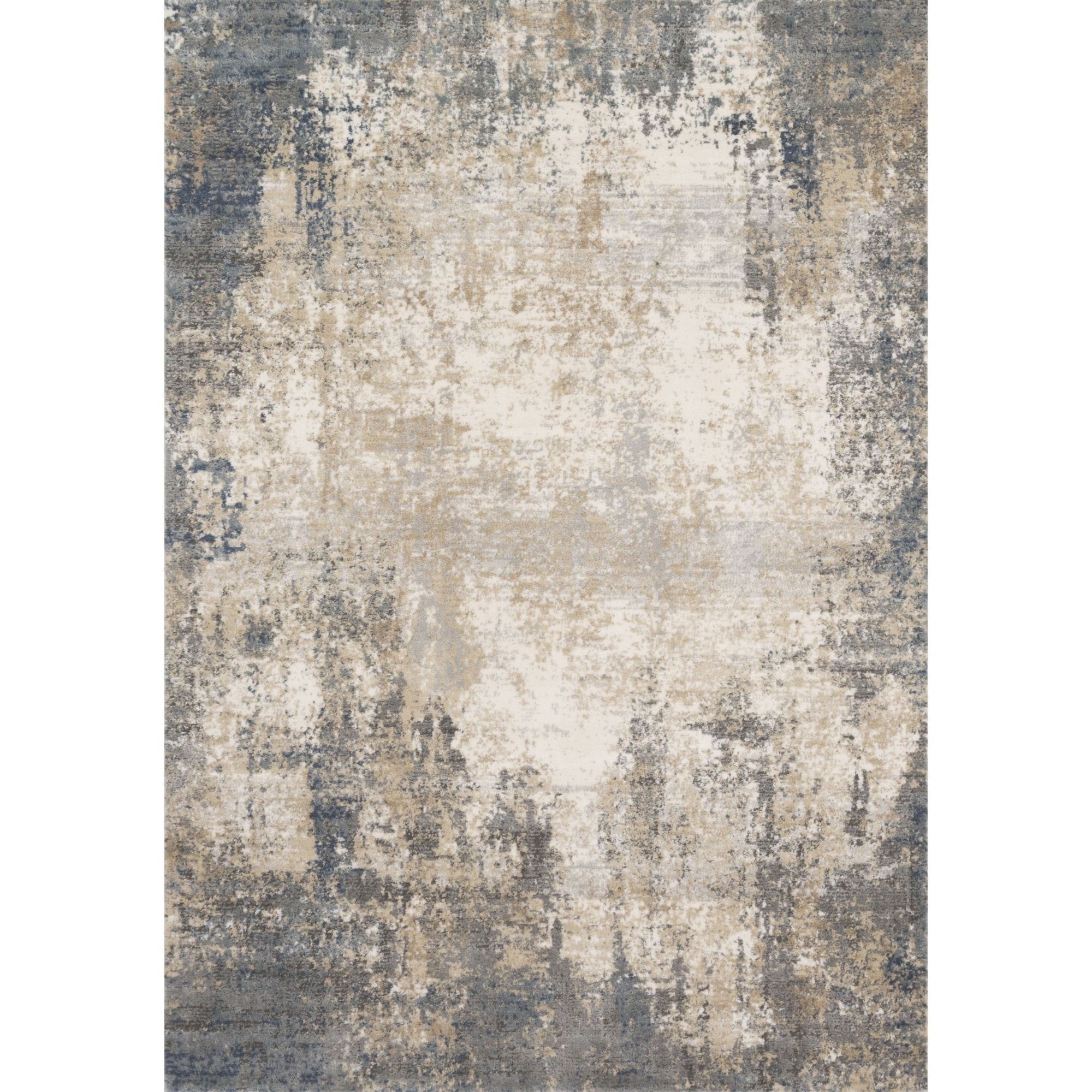 Ivory Abstract Easy-Care Synthetic Rectangular Area Rug, 6'7" x 9'2"