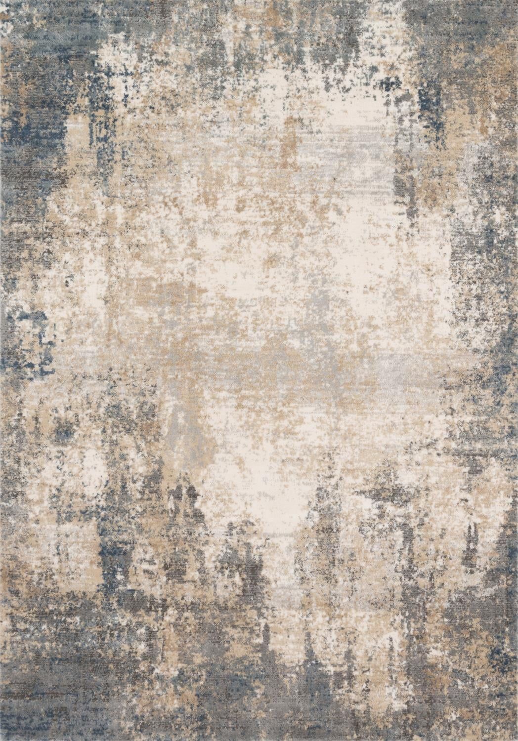 Ivory and Mist Rectangular Synthetic Reversible Accent Rug