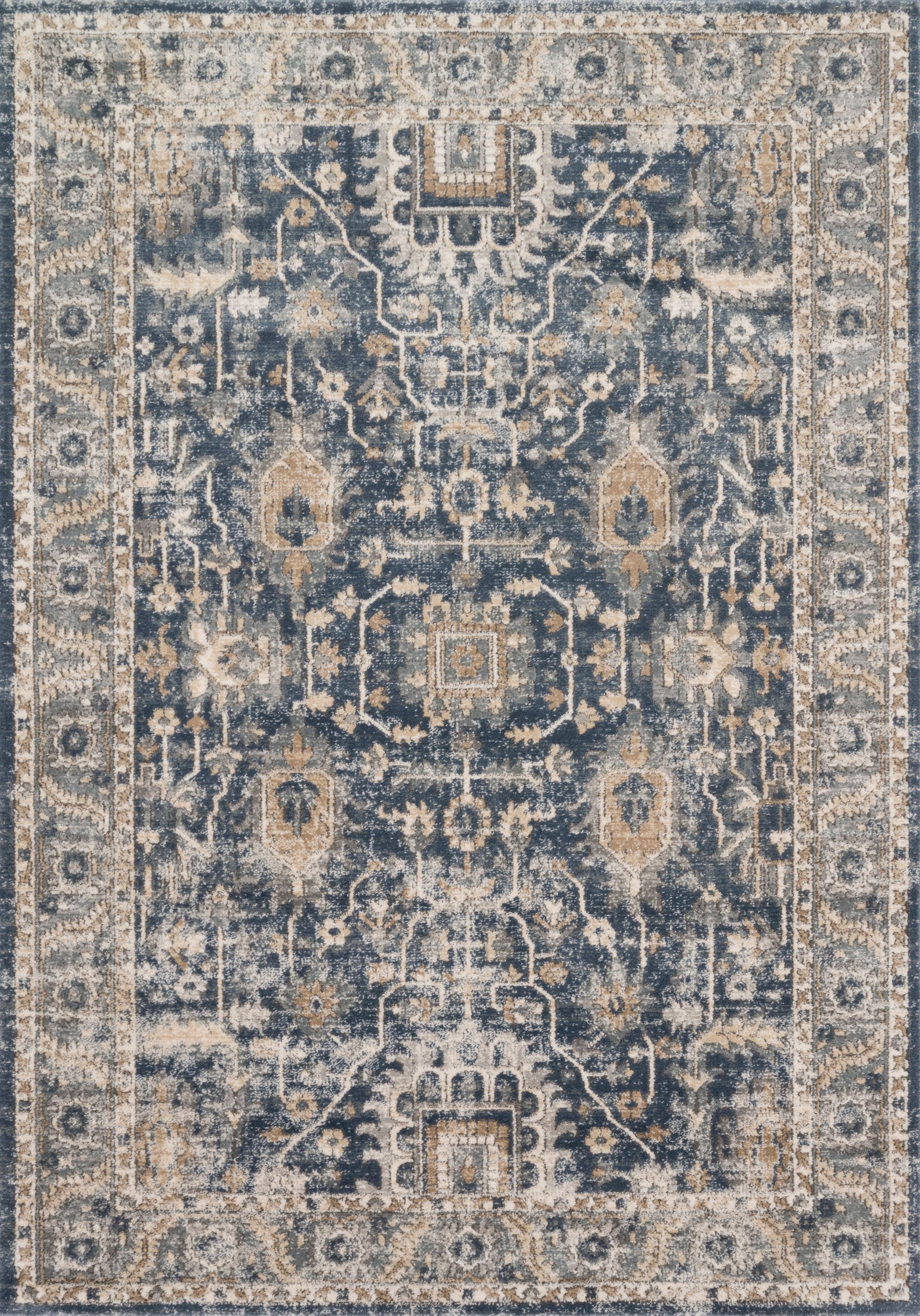 Elegant Teagan Denim & Pebble Synthetic Area Rug - 11'6" x 15'