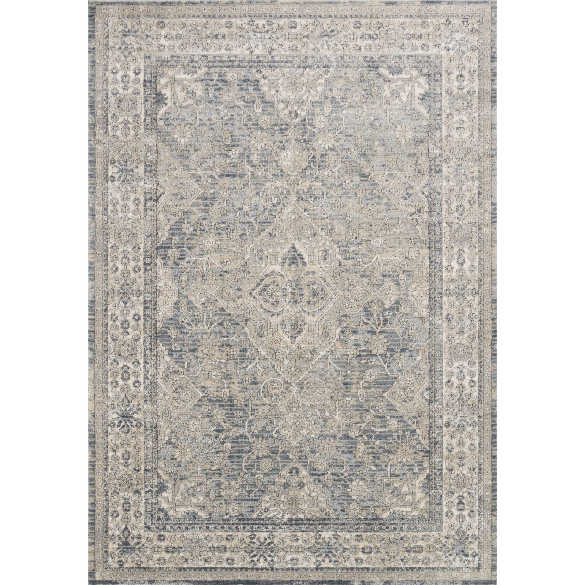 Reversible Oriental Blue Synthetic 32"x48" Stain-Resistant Rug