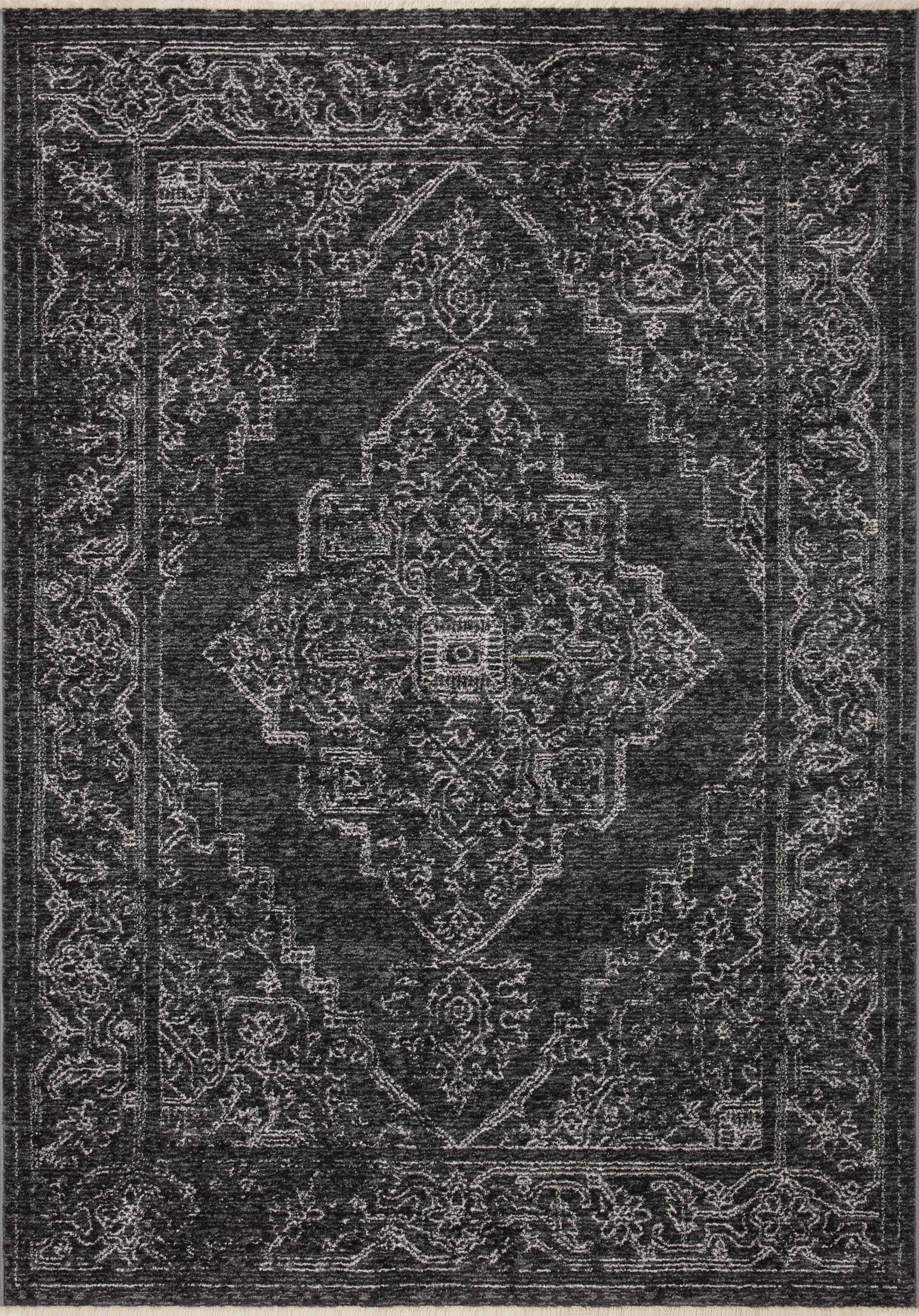 Charcoal & Dove Square Contemporary Synthetic Rug 18"x18"