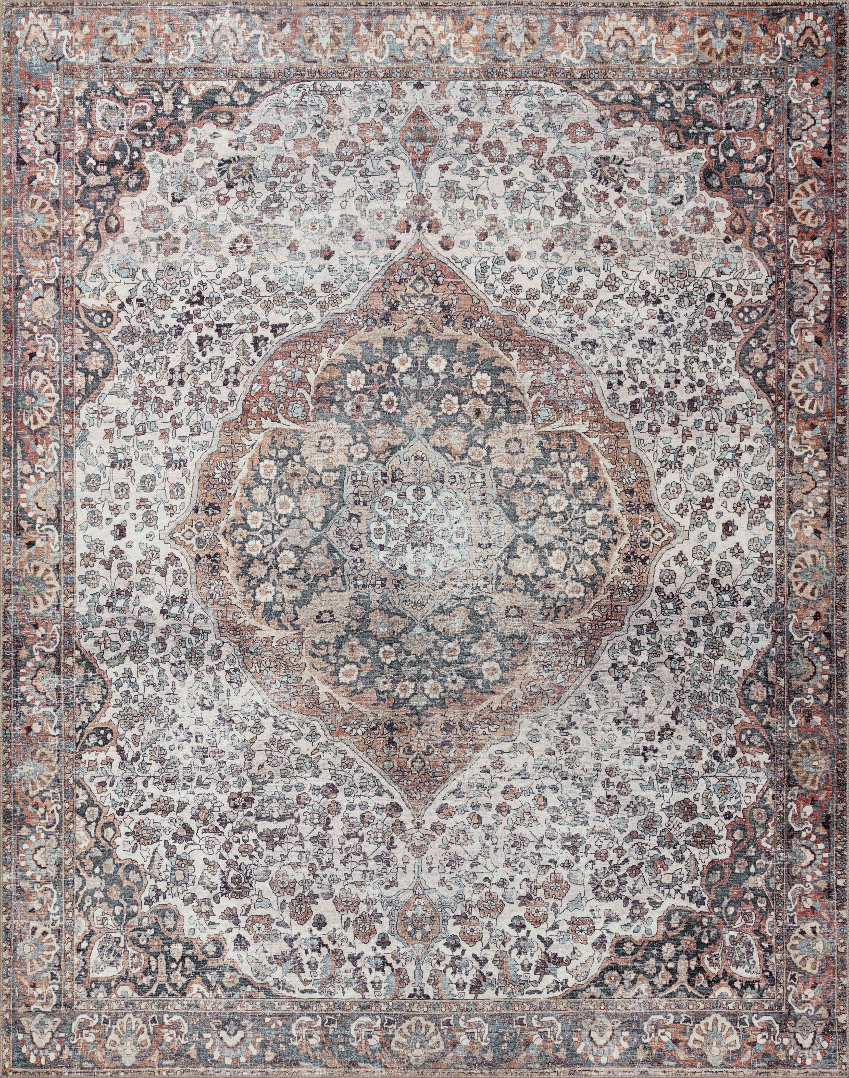 Wynter Red and Multicolor Synthetic Oriental Area Rug 8'-6" x 11'-6"