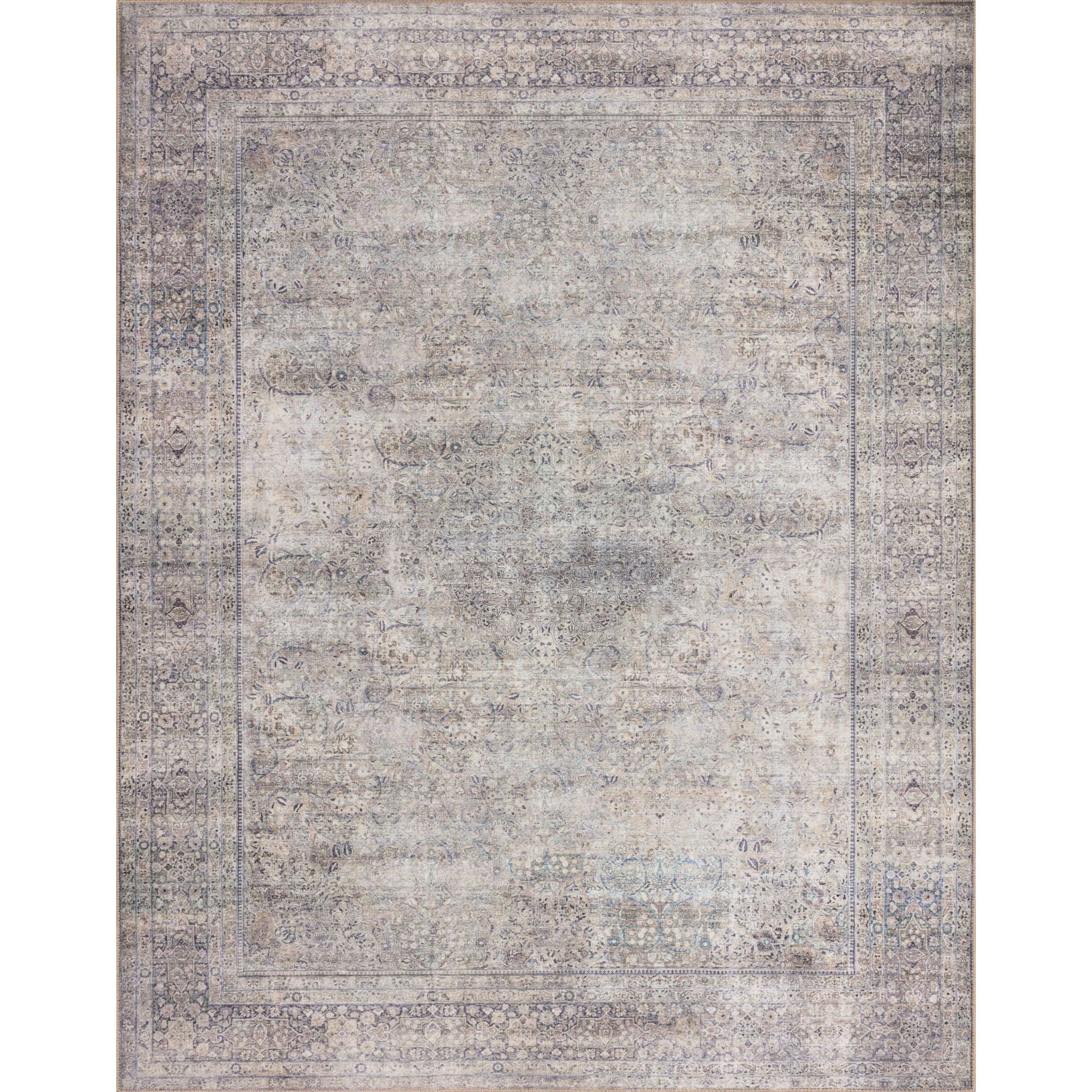 Wynter Silver Charcoal Oriental Low Pile Area Rug 7'-6" x 9'-6"