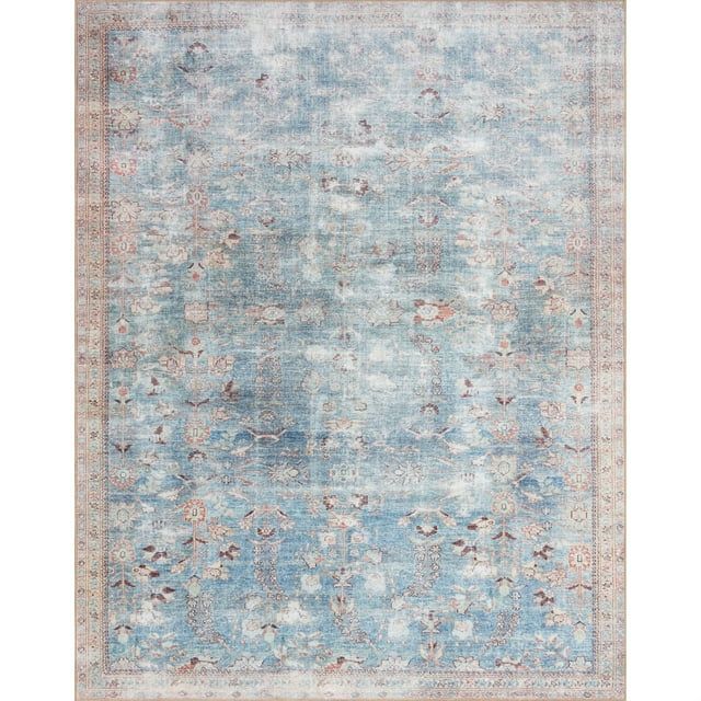 Wynter Blue and Multi Synthetic Rectangular Area Rug