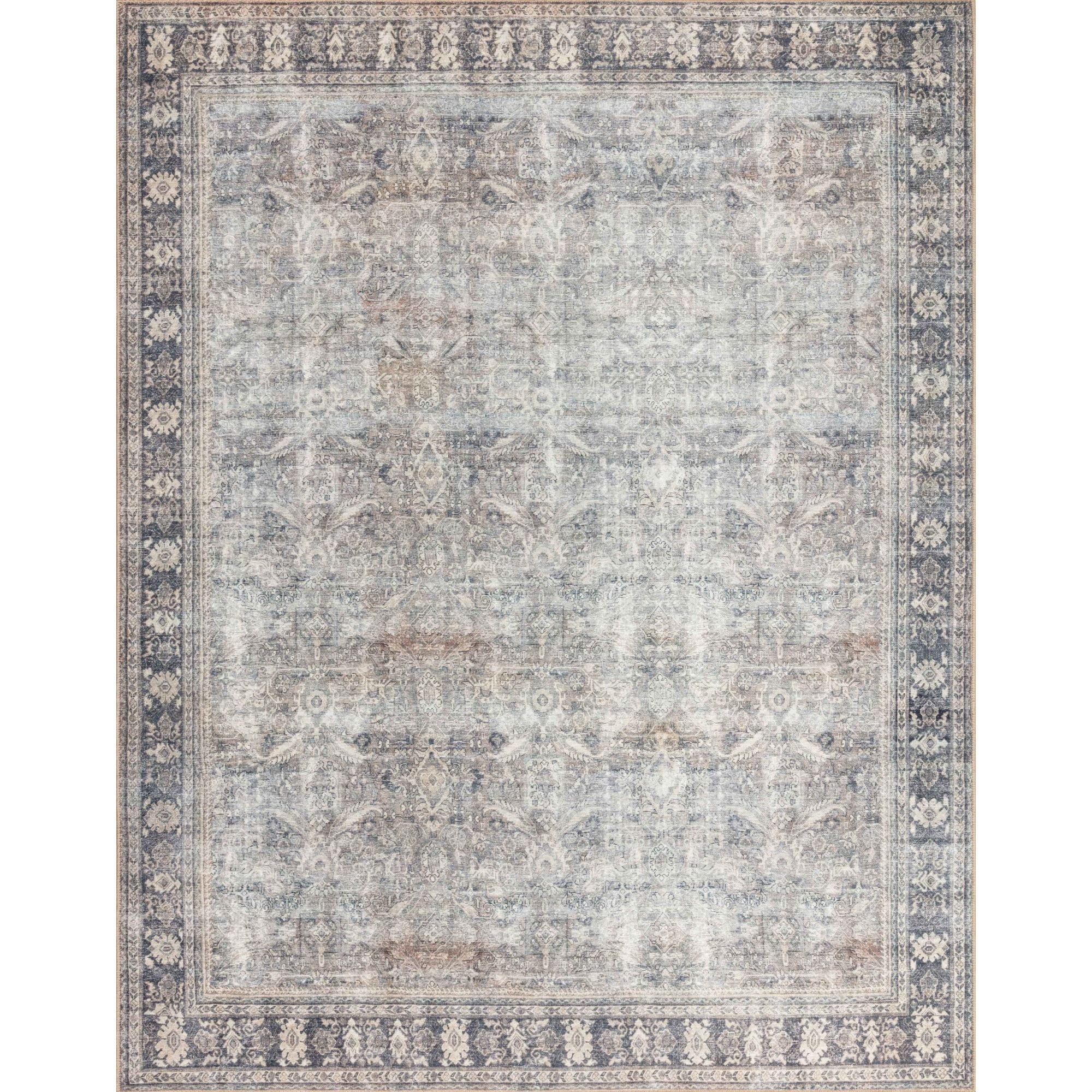 Wynter Oriental Grey Charcoal Synthetic Area Rug 3'6" x 5'6"