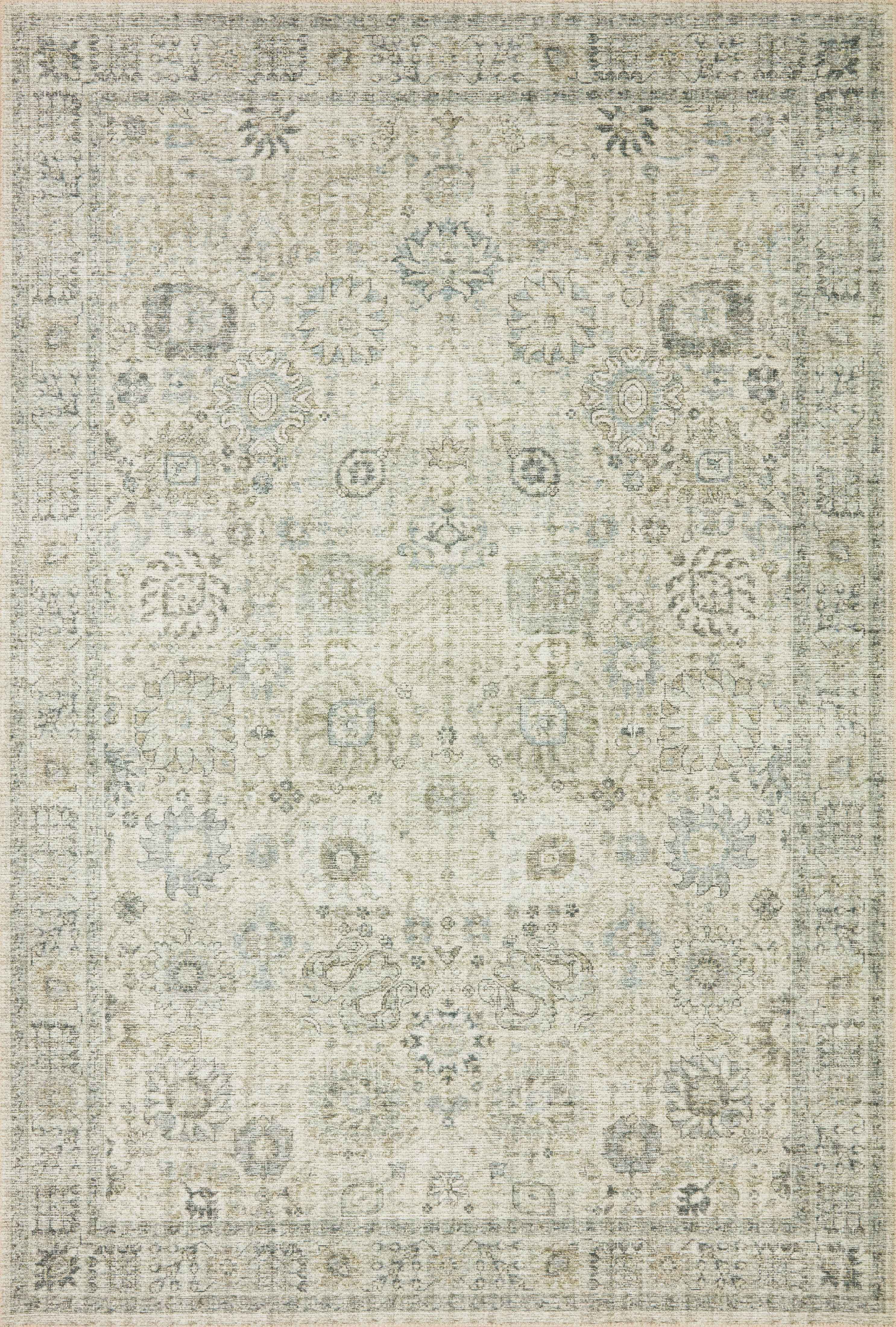 Skye Blue and Beige Oriental Polyester Runner Rug