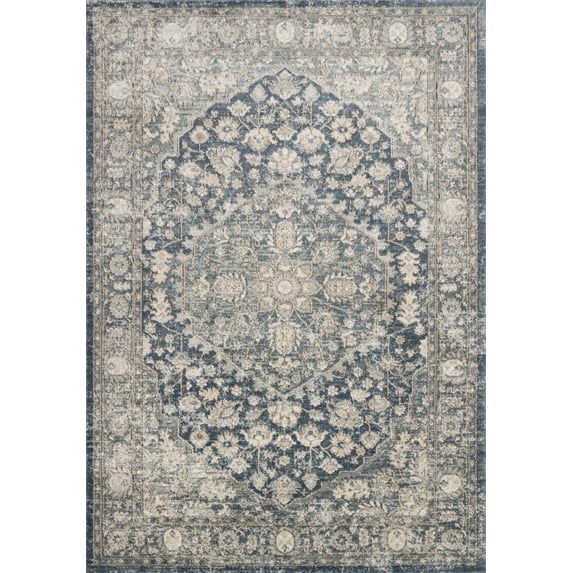 Reversible Denim Mist Easy-Care Synthetic Area Rug, 32" x 48"