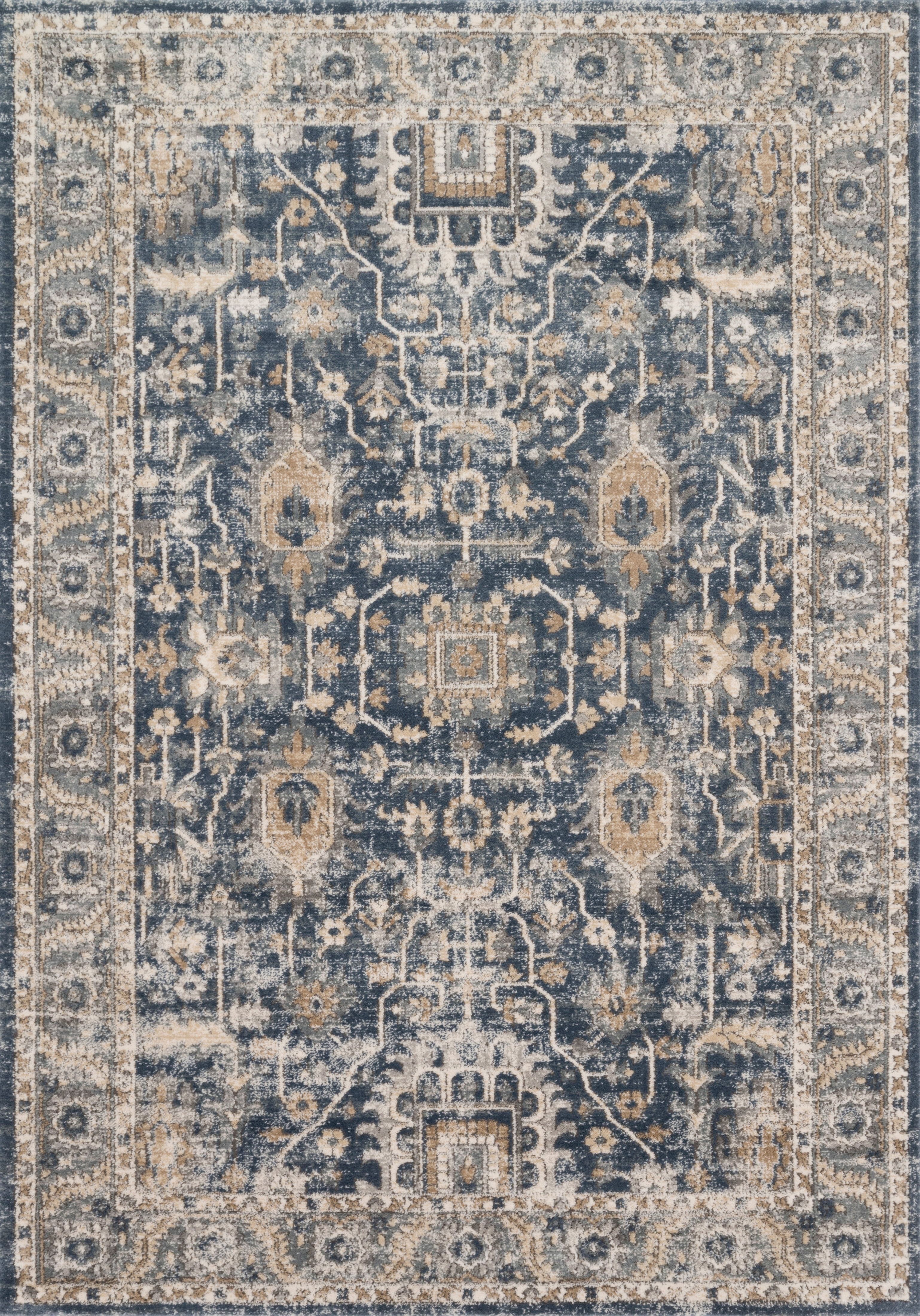 Teagan Denim and Pebble 2'-8" x 4' Stain-Resistant Rug