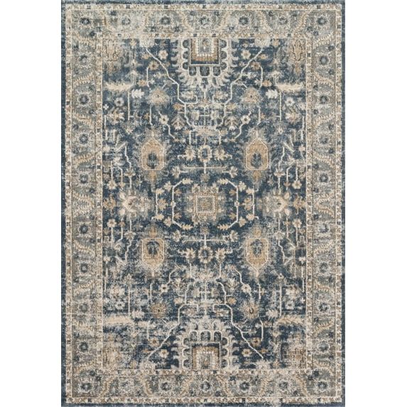 Teagan Denim and Pebble 2'-8" x 4' Stain-Resistant Rug