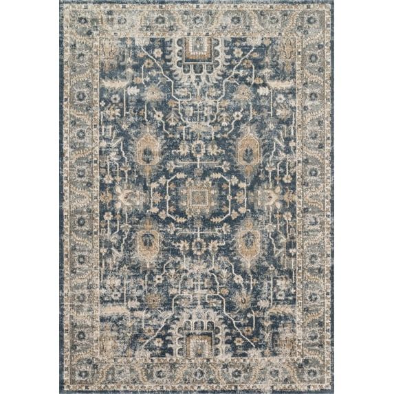 Teagan Denim & Pebble 7'11" x 10'6" Oriental Synthetic Area Rug