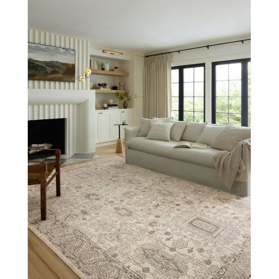 Elevated Ivory Sand Large Rectangular Easy-Care Area Rug