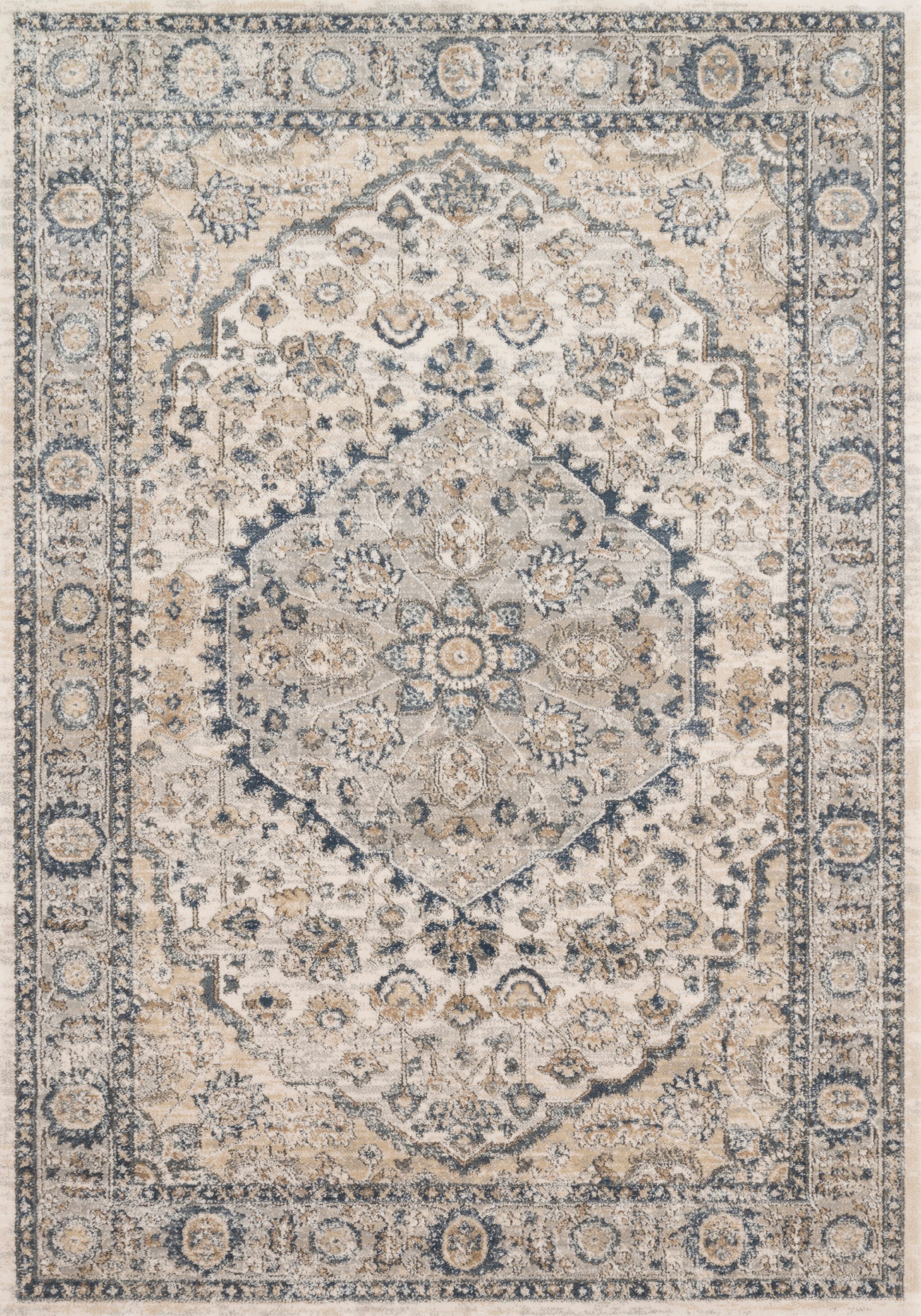 Teagan Natural and Light Grey Synthetic Runner Rug