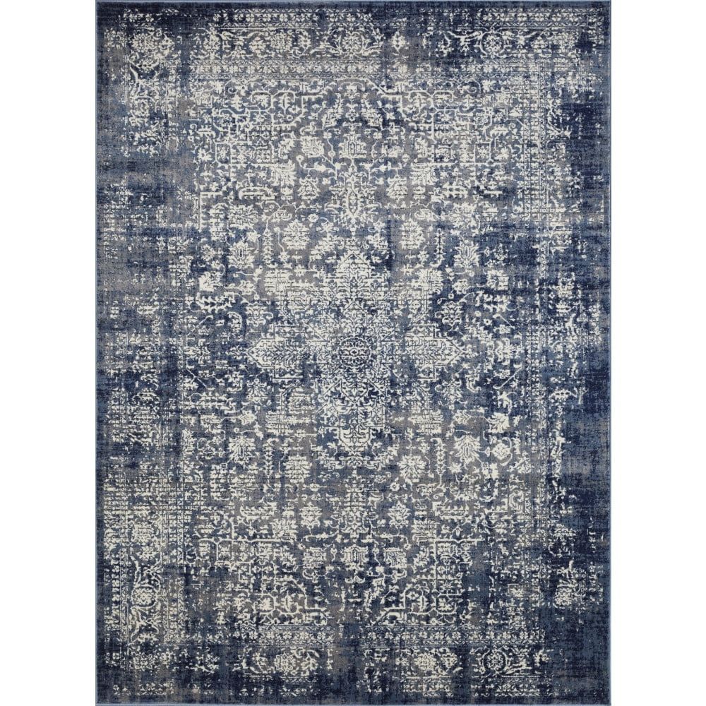 Aysal Athna 6' x 9' Blue Synthetic Rectangular Area Rug