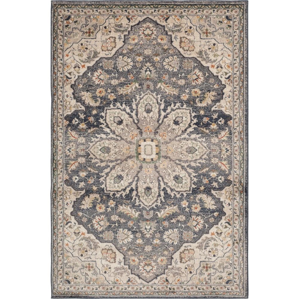 Elegant Corelia 5' x 7' Blue Oriental Synthetic Area Rug