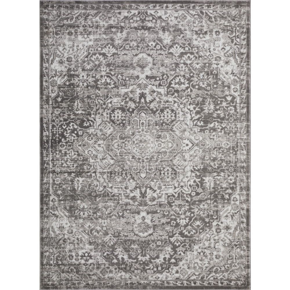 Gray 9' x 12' Synthetic Stain-Resistant Rectangular Area Rug