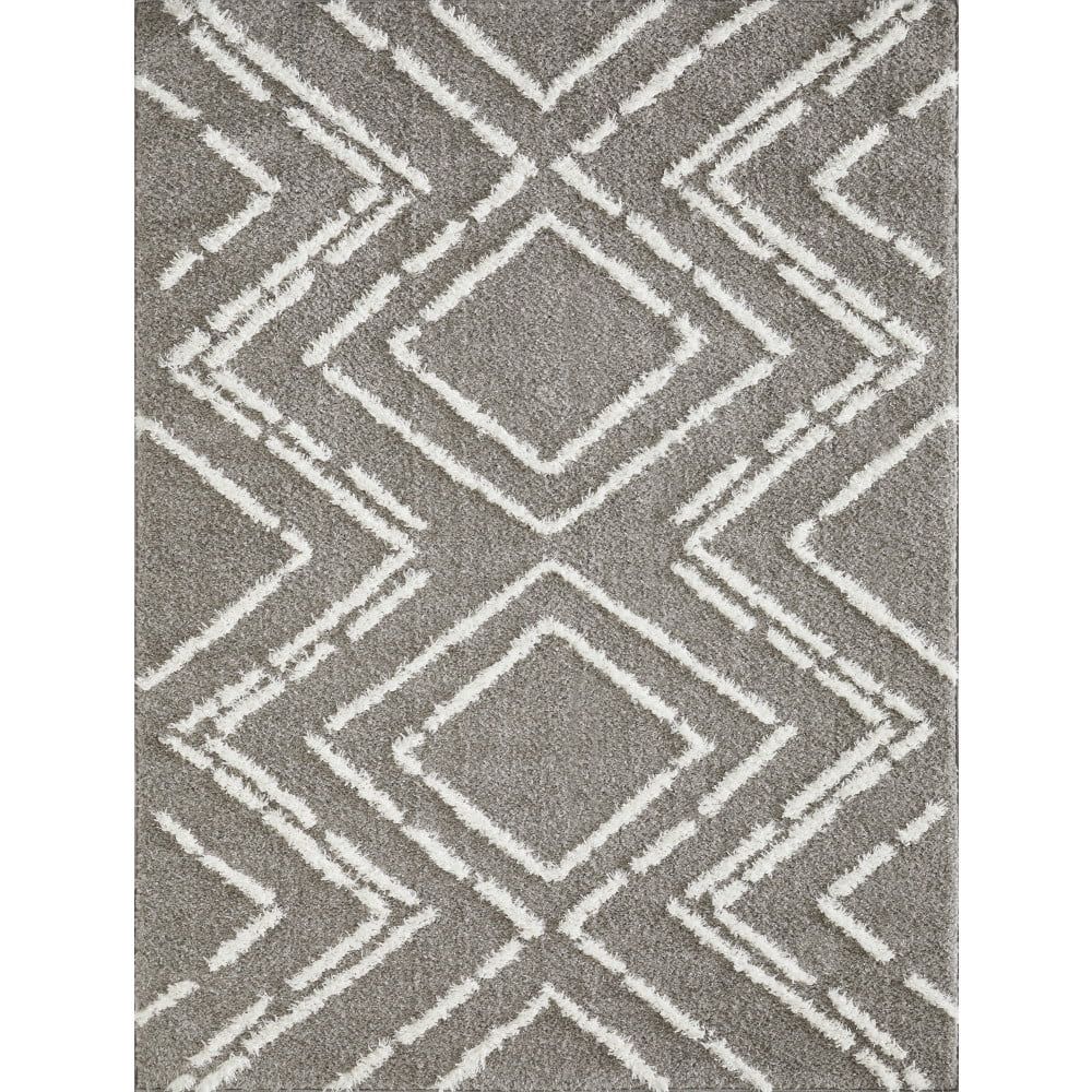 Gray Diamond Pattern 5' x 7' Synthetic Area Rug