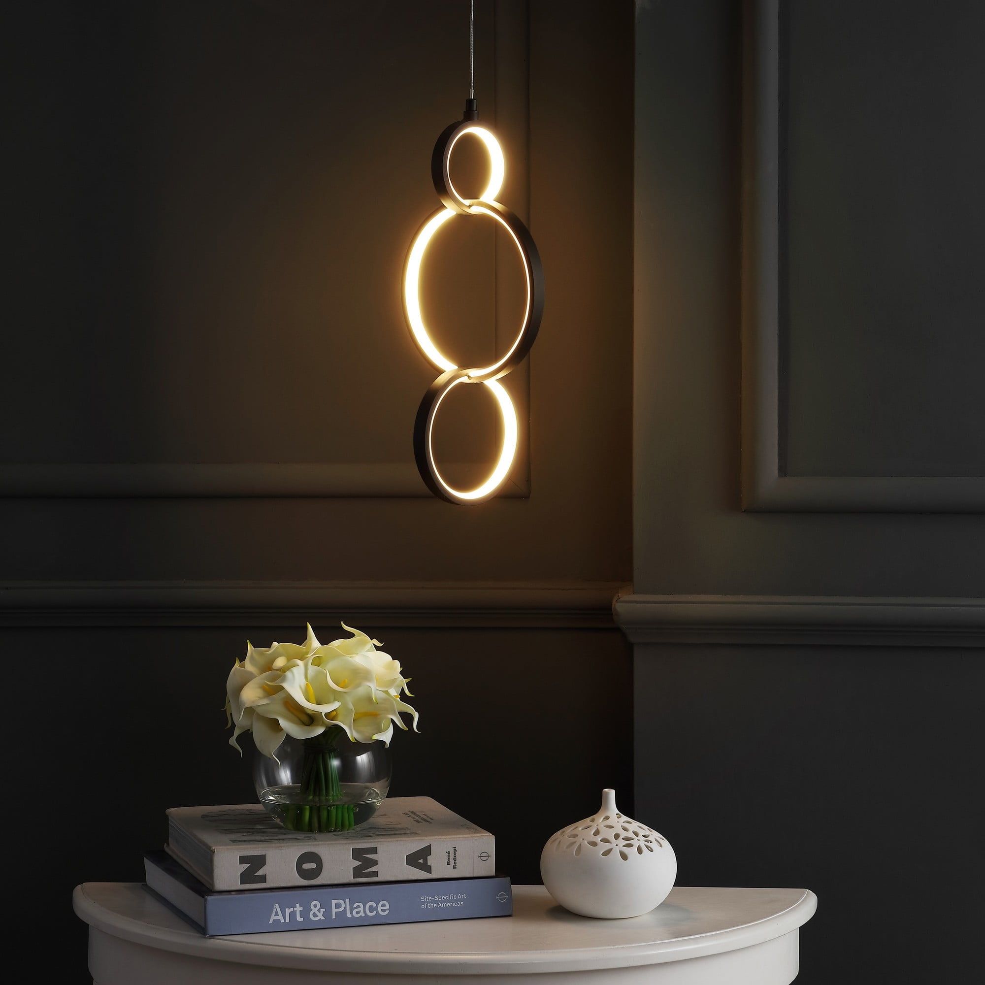 Loop 7.75" Black Adjustable LED Metal Geometric Pendant