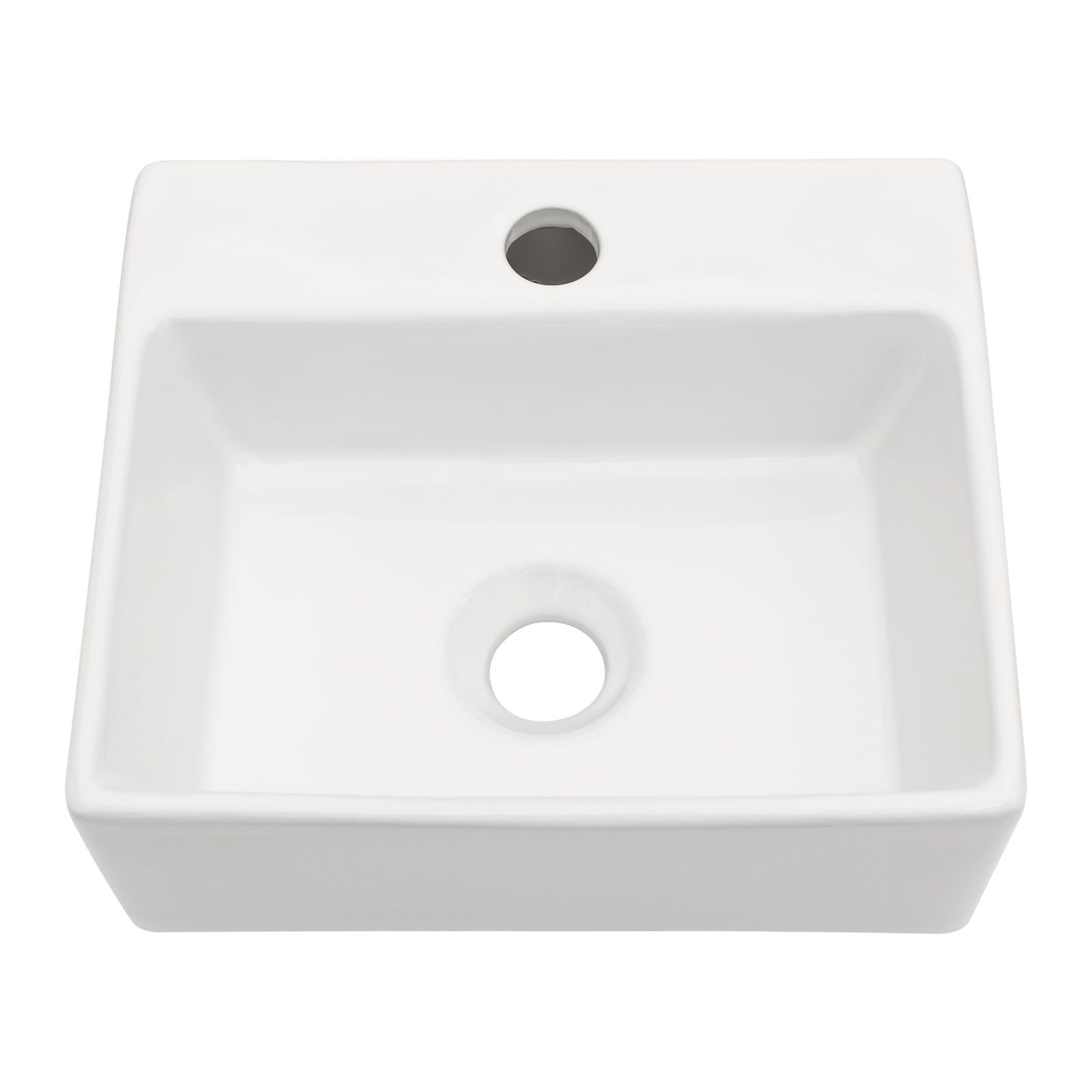 White Ceramic Rectangular Wall-Mount Bathroom Sink