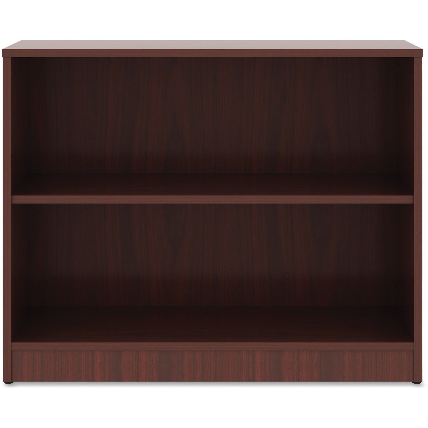 Adjustable Mahogany Wood 2-Shelf Bookcase with Square Edges