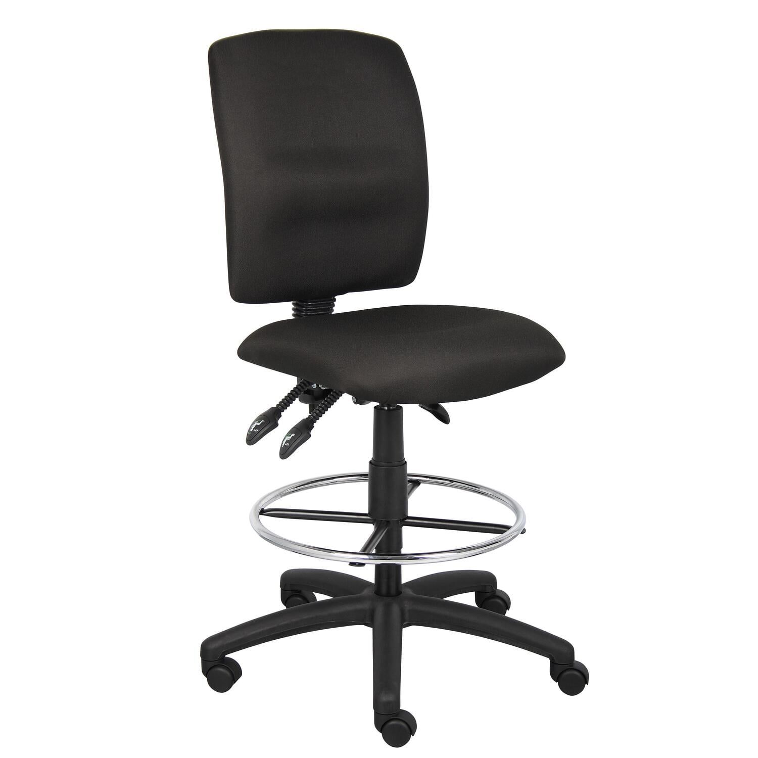 Black Adjustable Fabric Armless Drafting Stool with Nylon Base