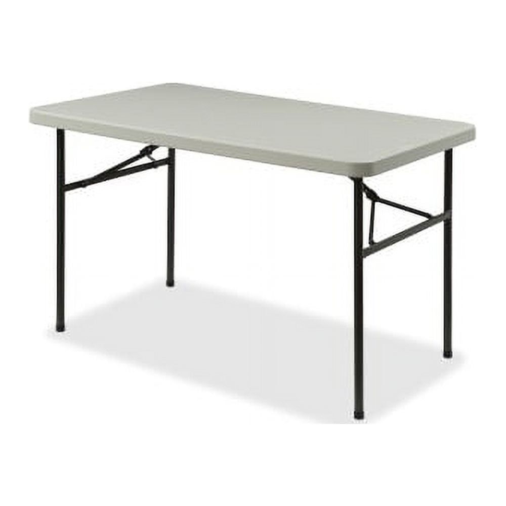 Light Gray Polyethylene Rectangular Banquet Table with Steel Legs