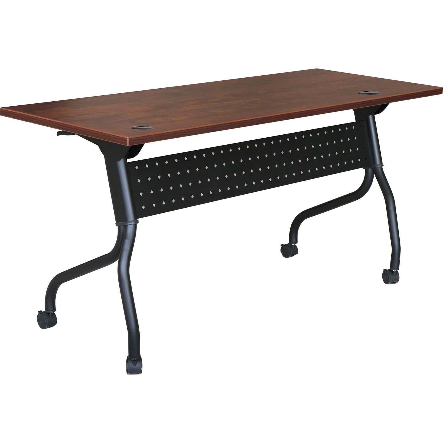 Cherry Flip Top Rectangle Training Table with Metal Base