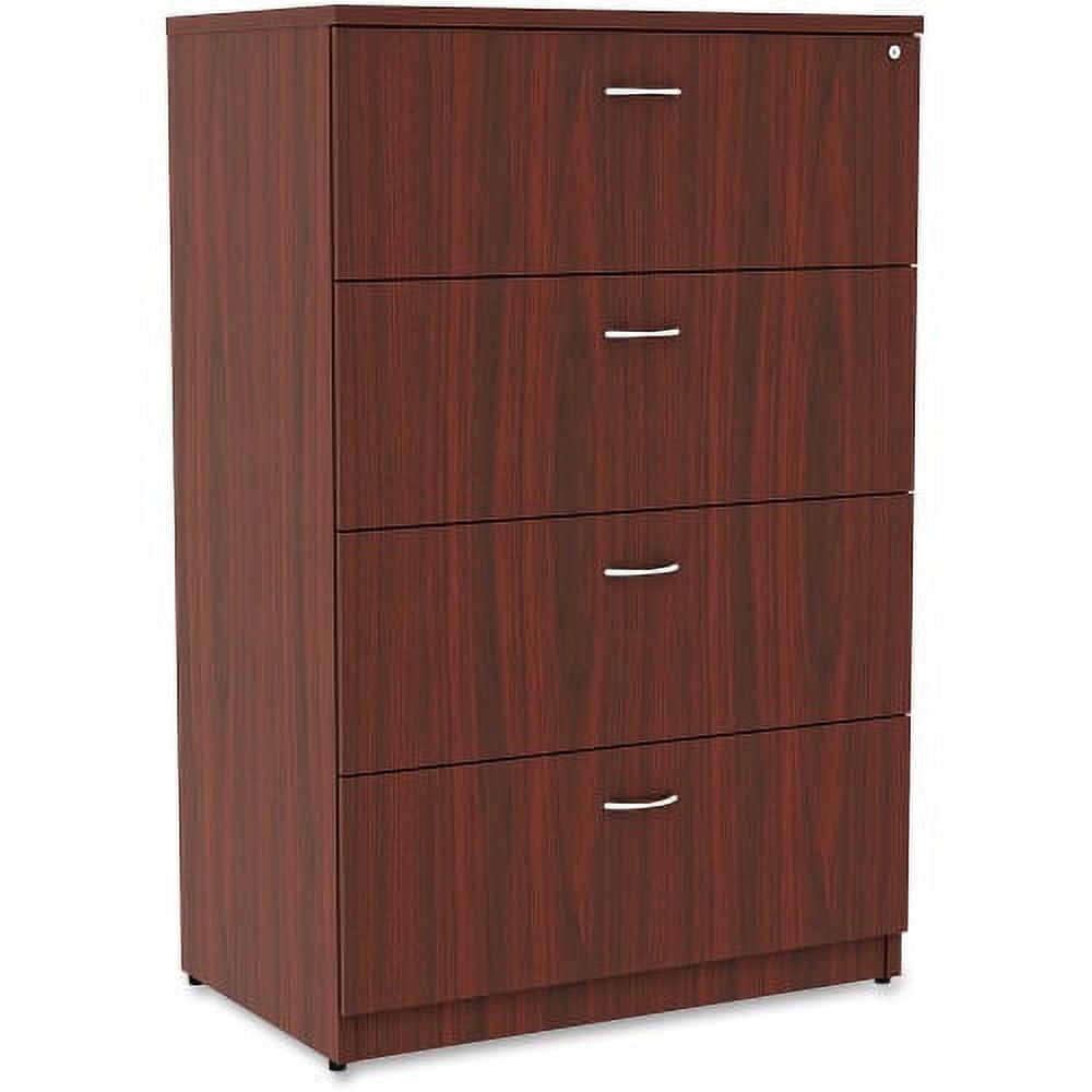 Mahogany 4-Drawer Lockable Lateral File Cabinet