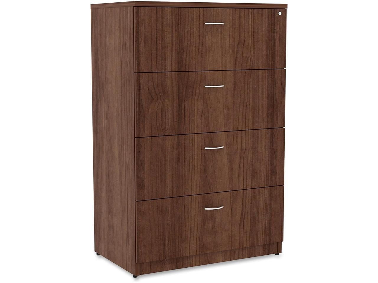 Walnut 4-Drawer Lateral Legal File Cabinet with Central Lock