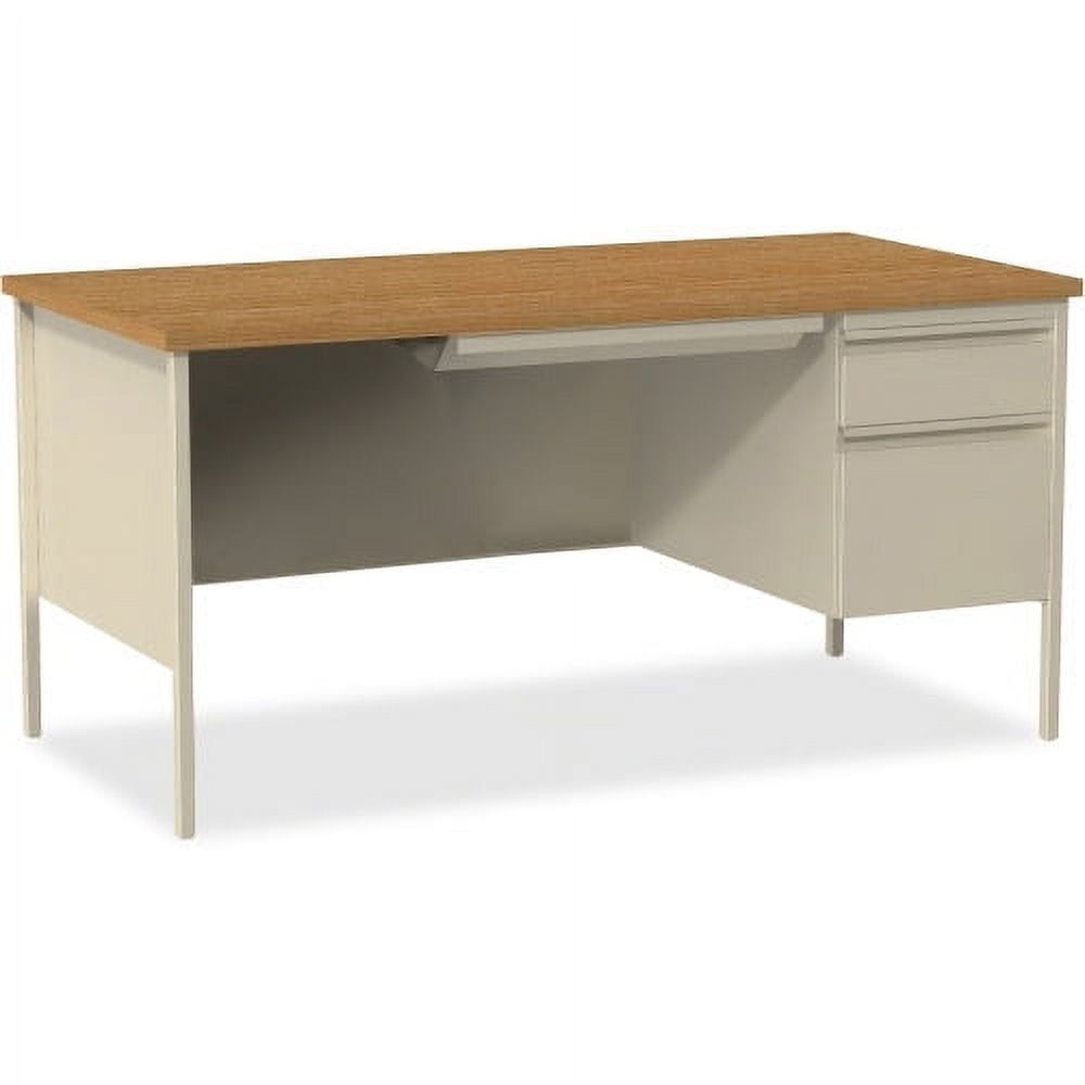 Putty Oak 66" Professional Desk with Filing Cabinet Drawer