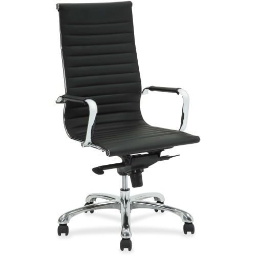 High-Back Black Leather Executive Swivel Chair with Adjustable Arms