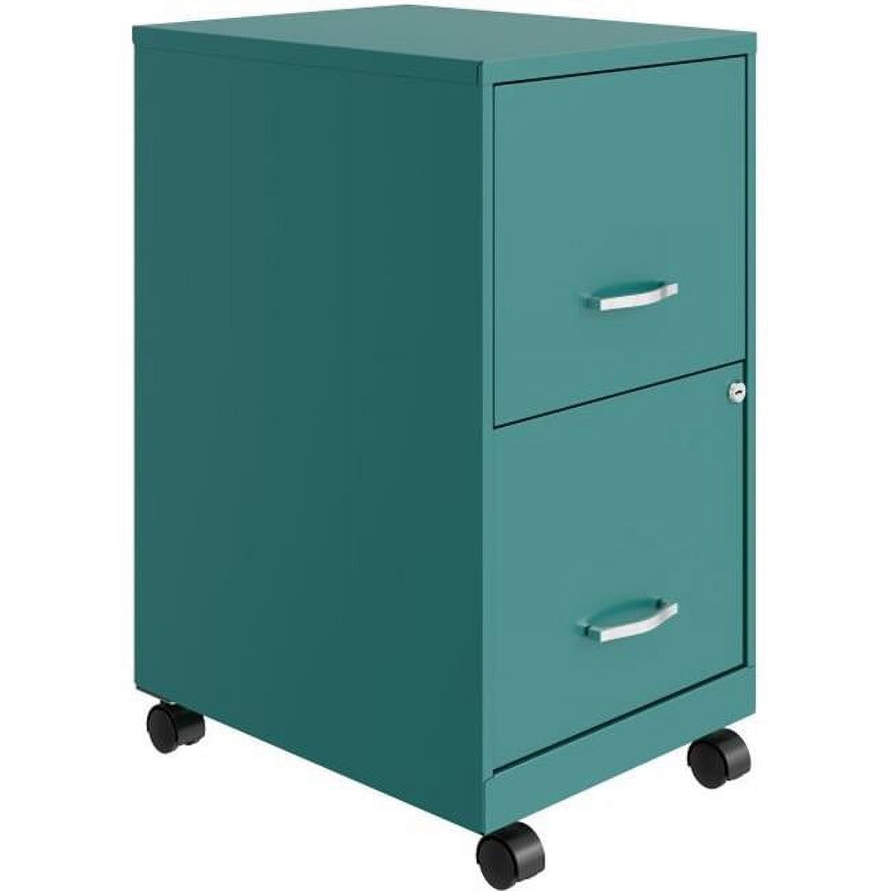 Teal Steel 2-Drawer Lockable Mobile File Cabinet