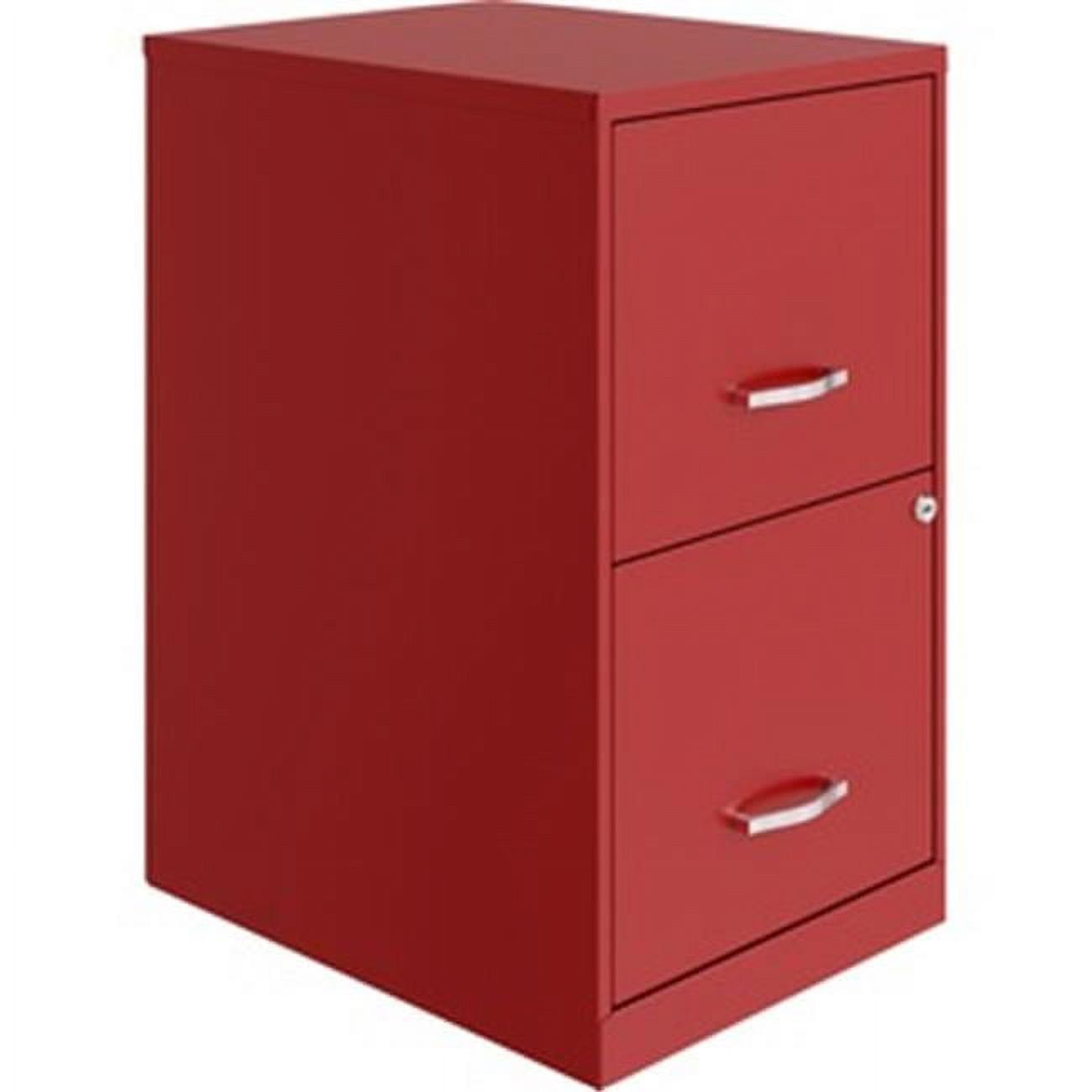 Red Steel 2-Drawer Lockable File Cabinet with Plastic Pulls