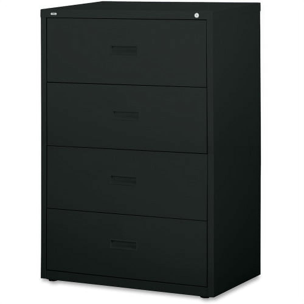 Black Steel 4-Drawer Lockable Lateral File Cabinet