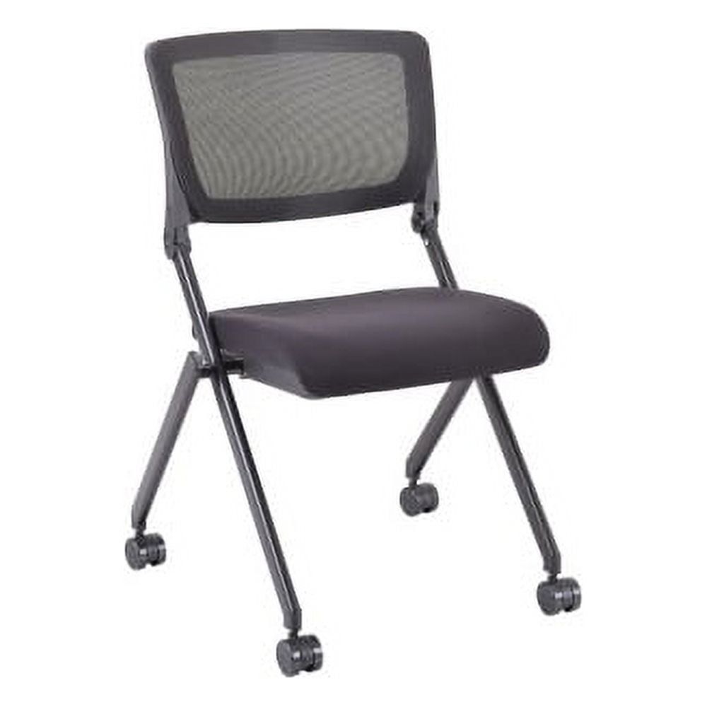 Black Mesh Back Folding Reception Chair with Metal Frame