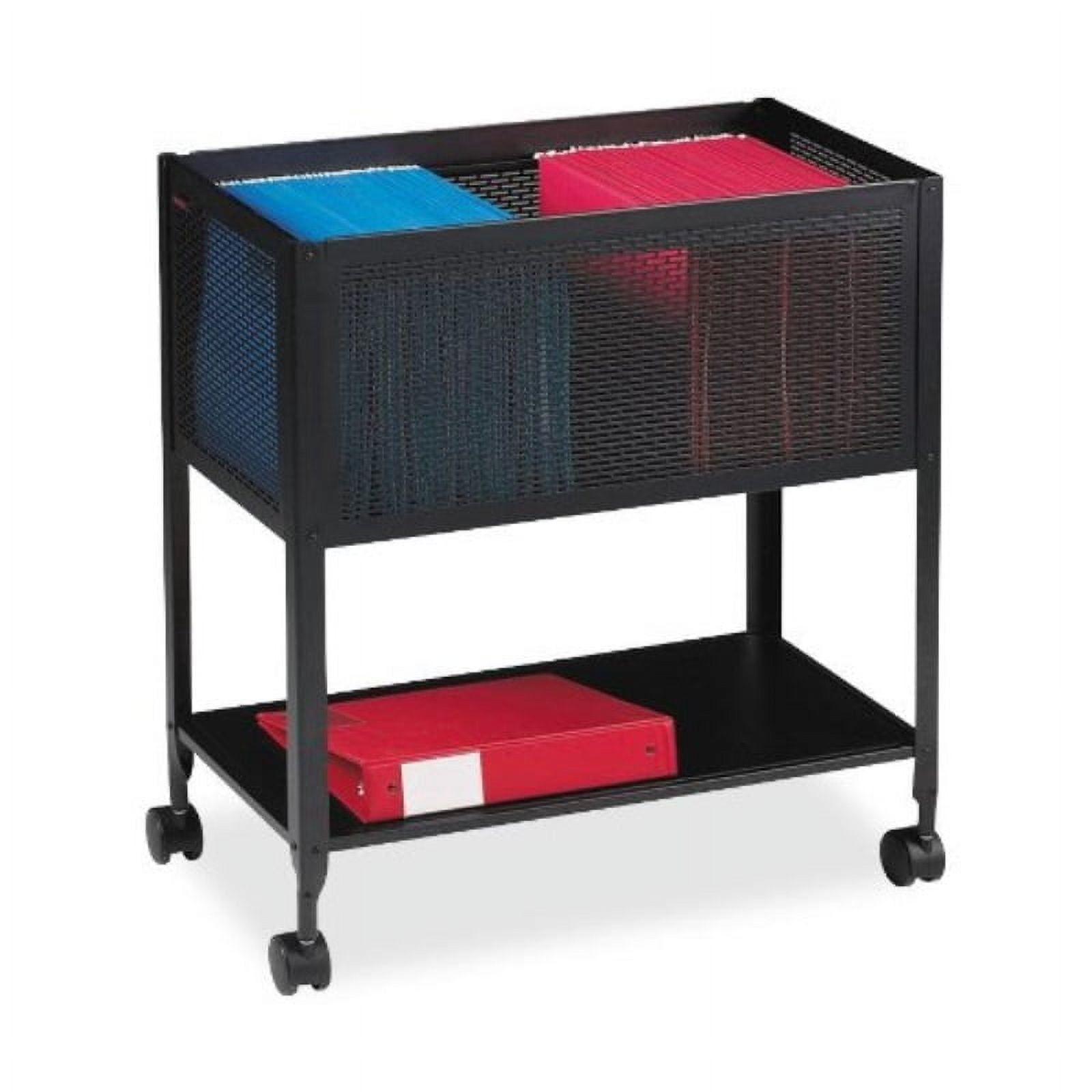 Sleek Black Steel Mobile Trolley with Drawer and Shelf