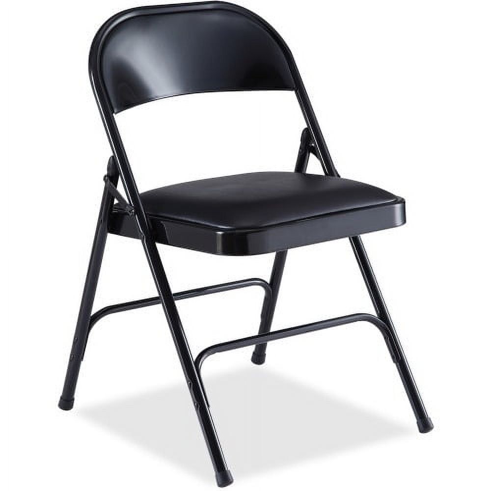 Black Padded Vinyl Armless Folding Reception Chair